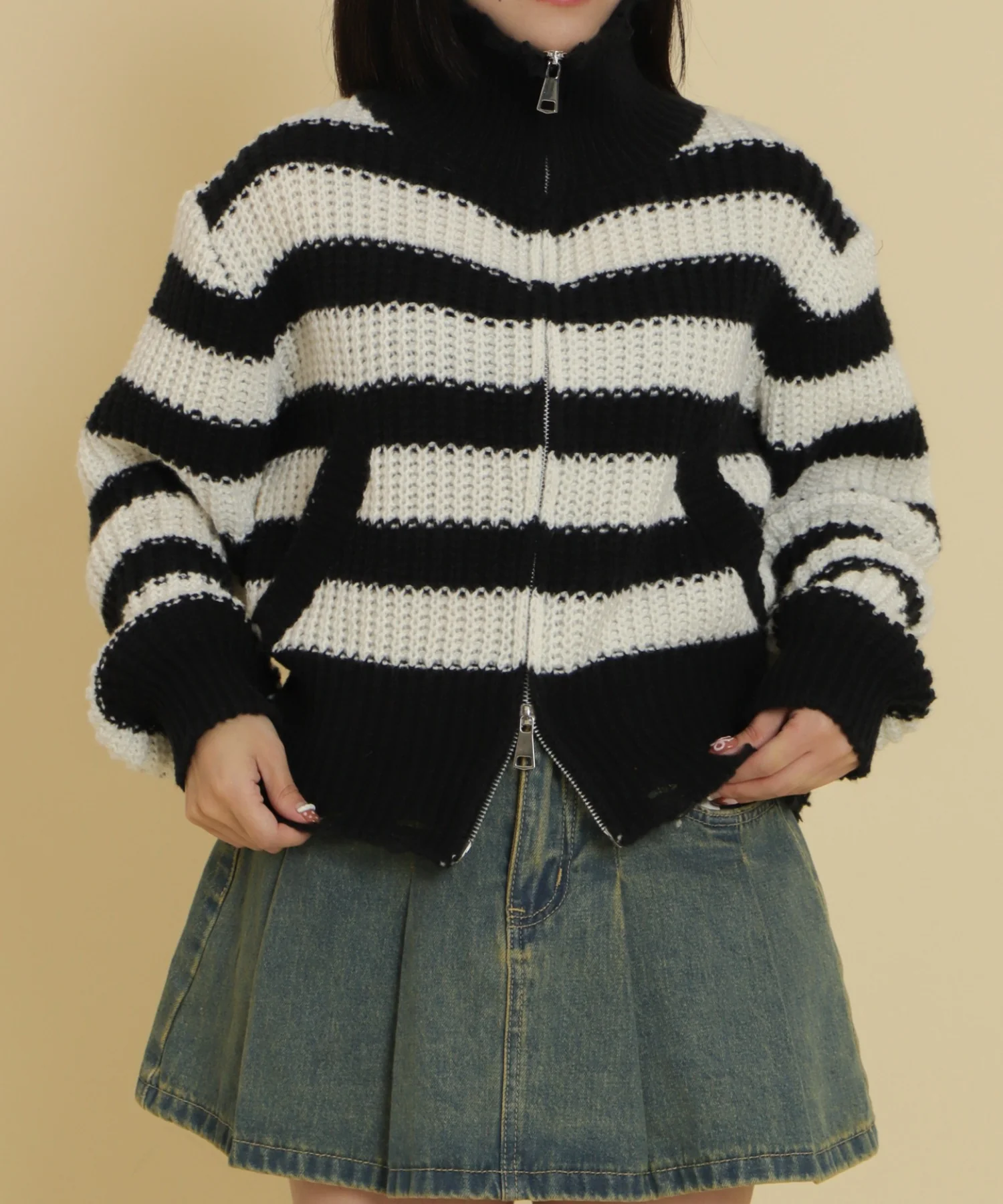 ダメージボーダーZIPニット - Image 4