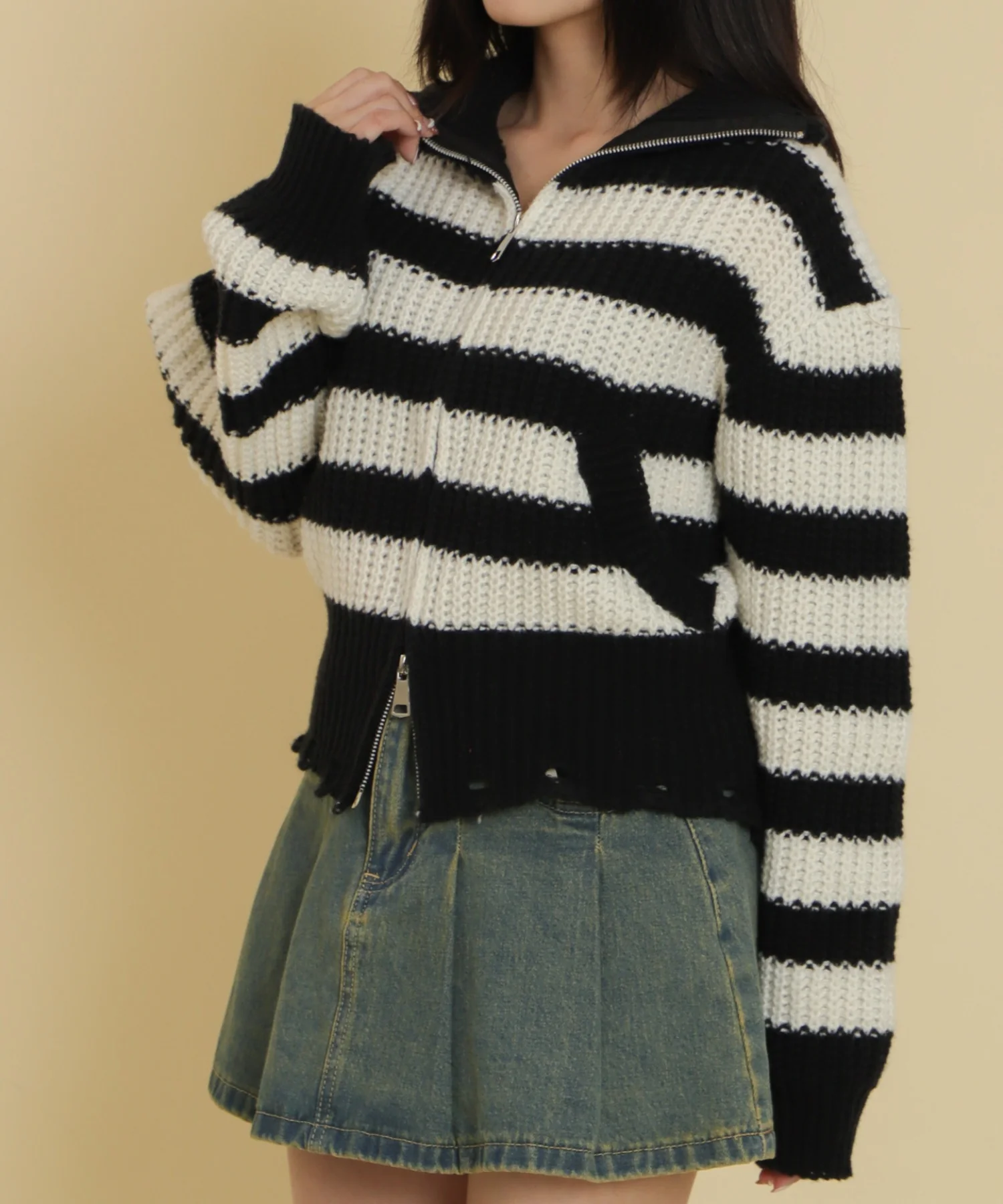 ダメージボーダーZIPニット - Image 5