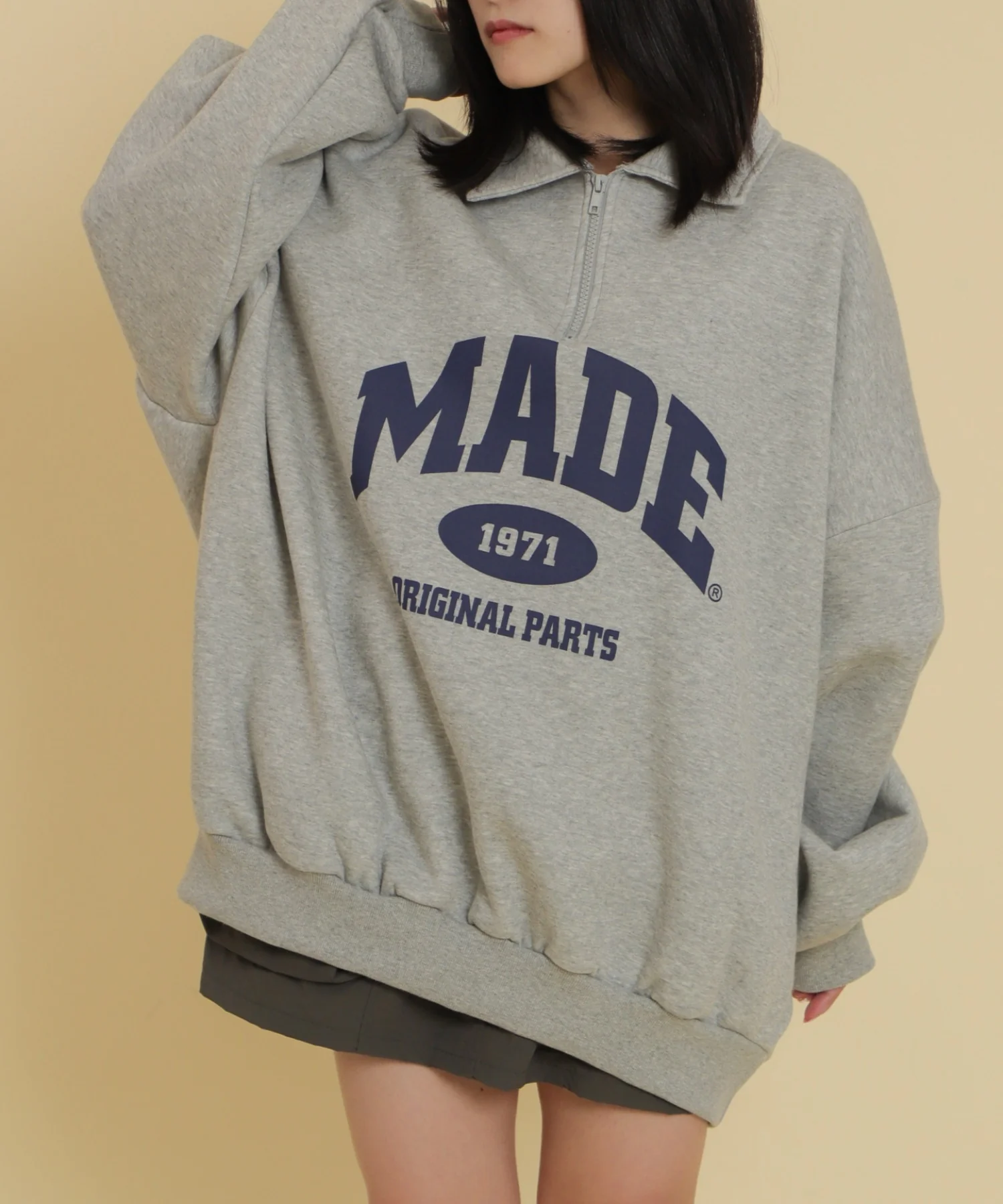 ハーフZIPカレッジビッグスウェット - Image 2