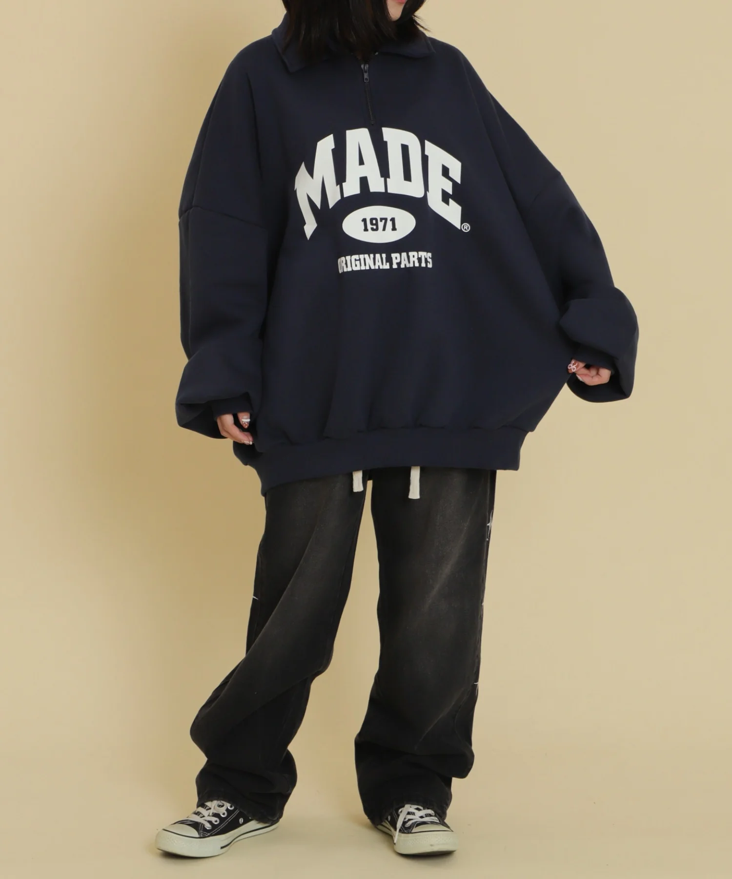 ハーフZIPカレッジビッグスウェット - Image 3