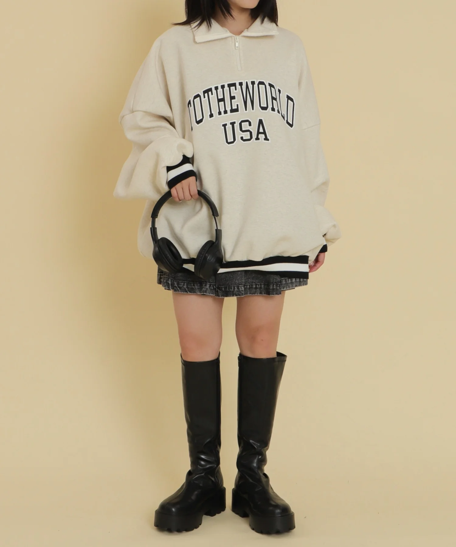 ラインリブハーフZIPビッグスウェット - Image 3