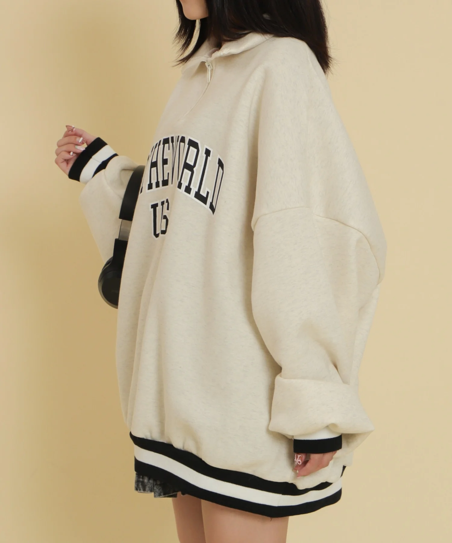 ラインリブハーフZIPビッグスウェット - Image 6