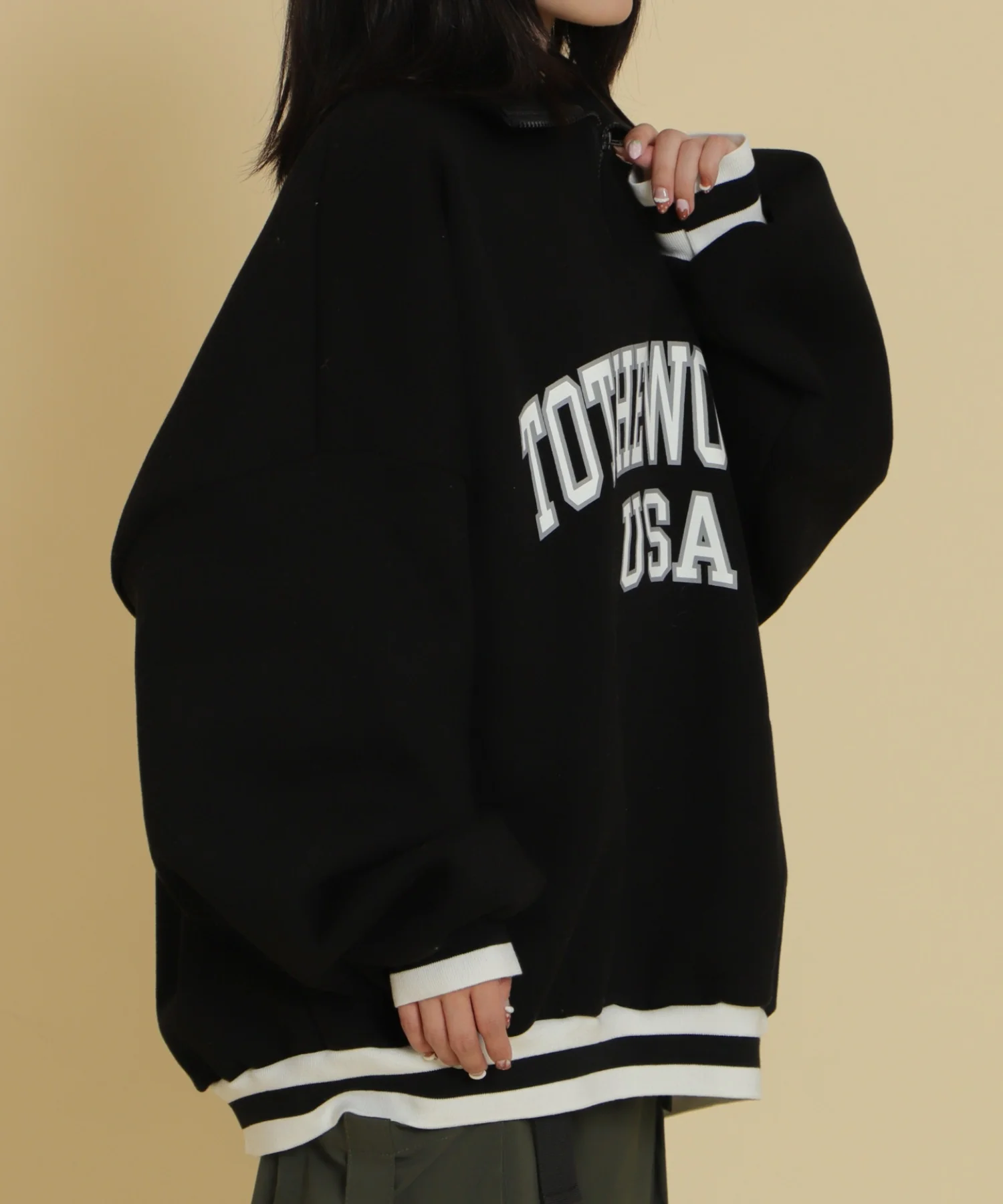 ラインリブハーフZIPビッグスウェット - Image 8