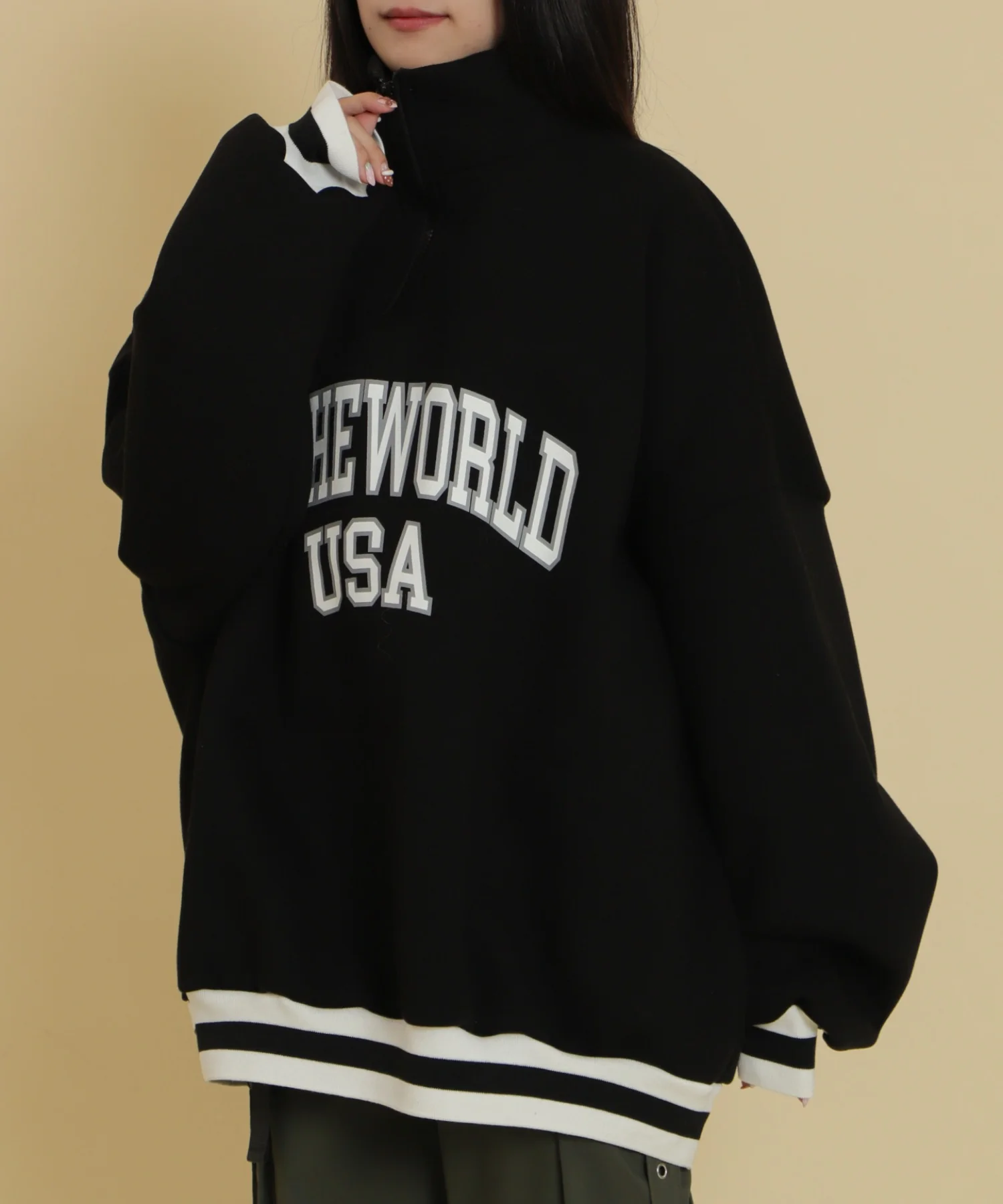 ラインリブハーフZIPビッグスウェット - Image 9