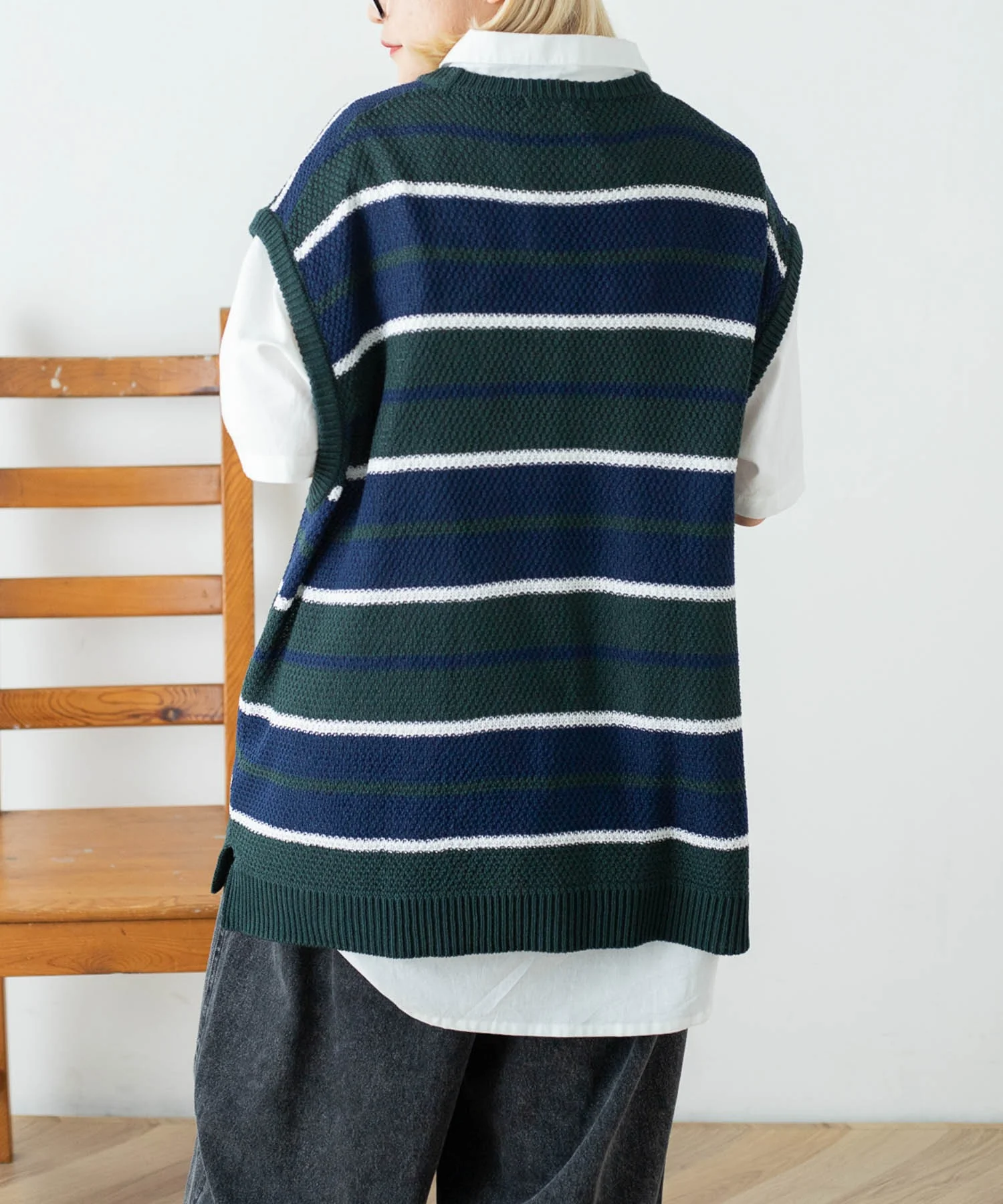 レトロボーダーニットベスト - Image 11