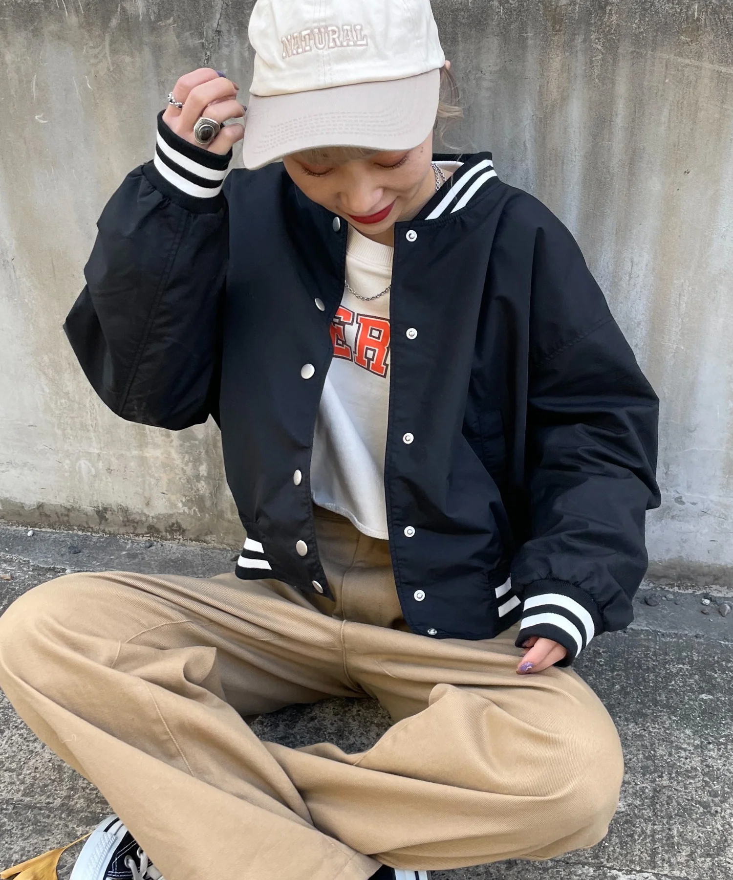 ラインリブショートスタジャン - Image 3