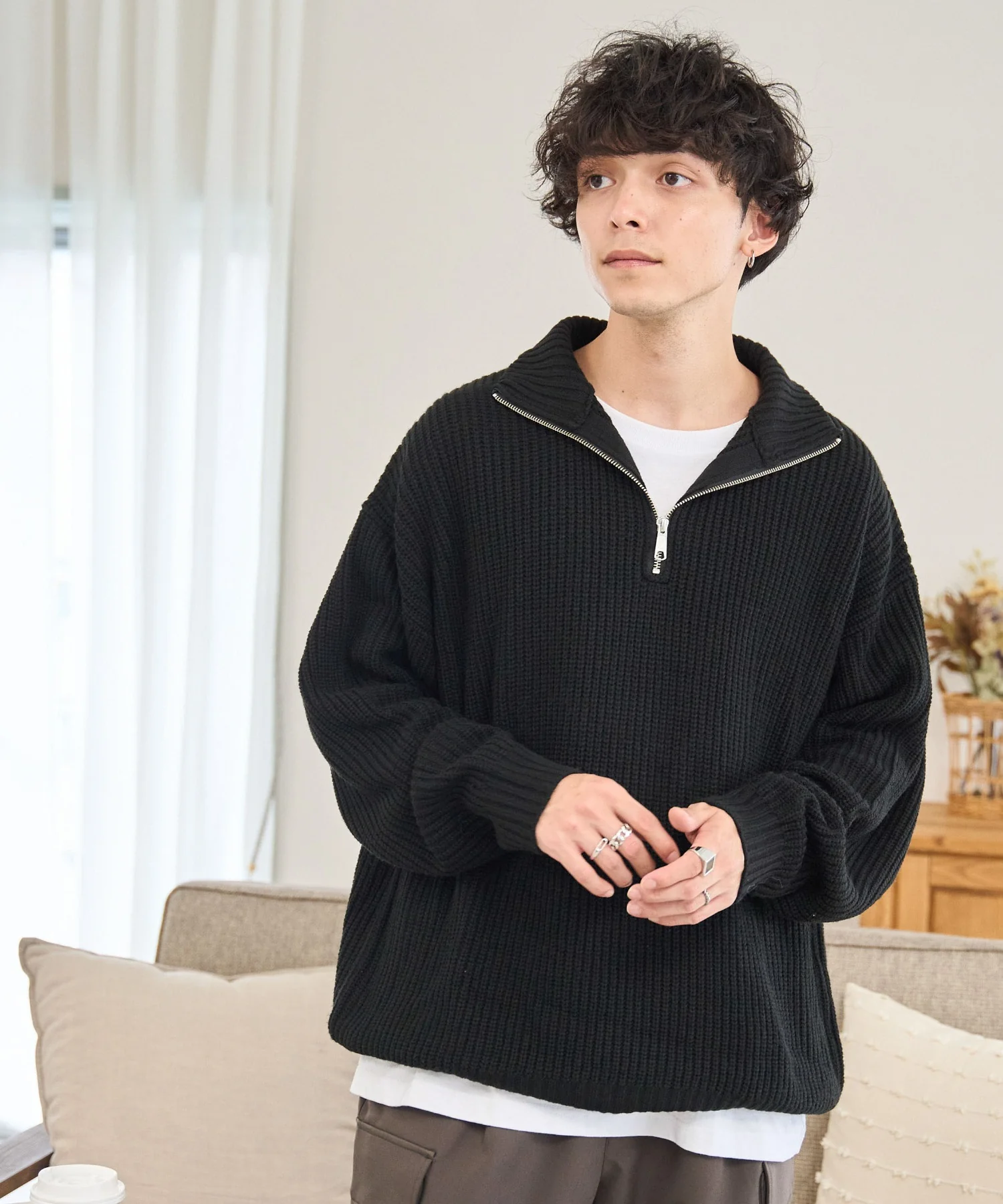 ルーズフィットハーフZIPプルオーバー - Image 9
