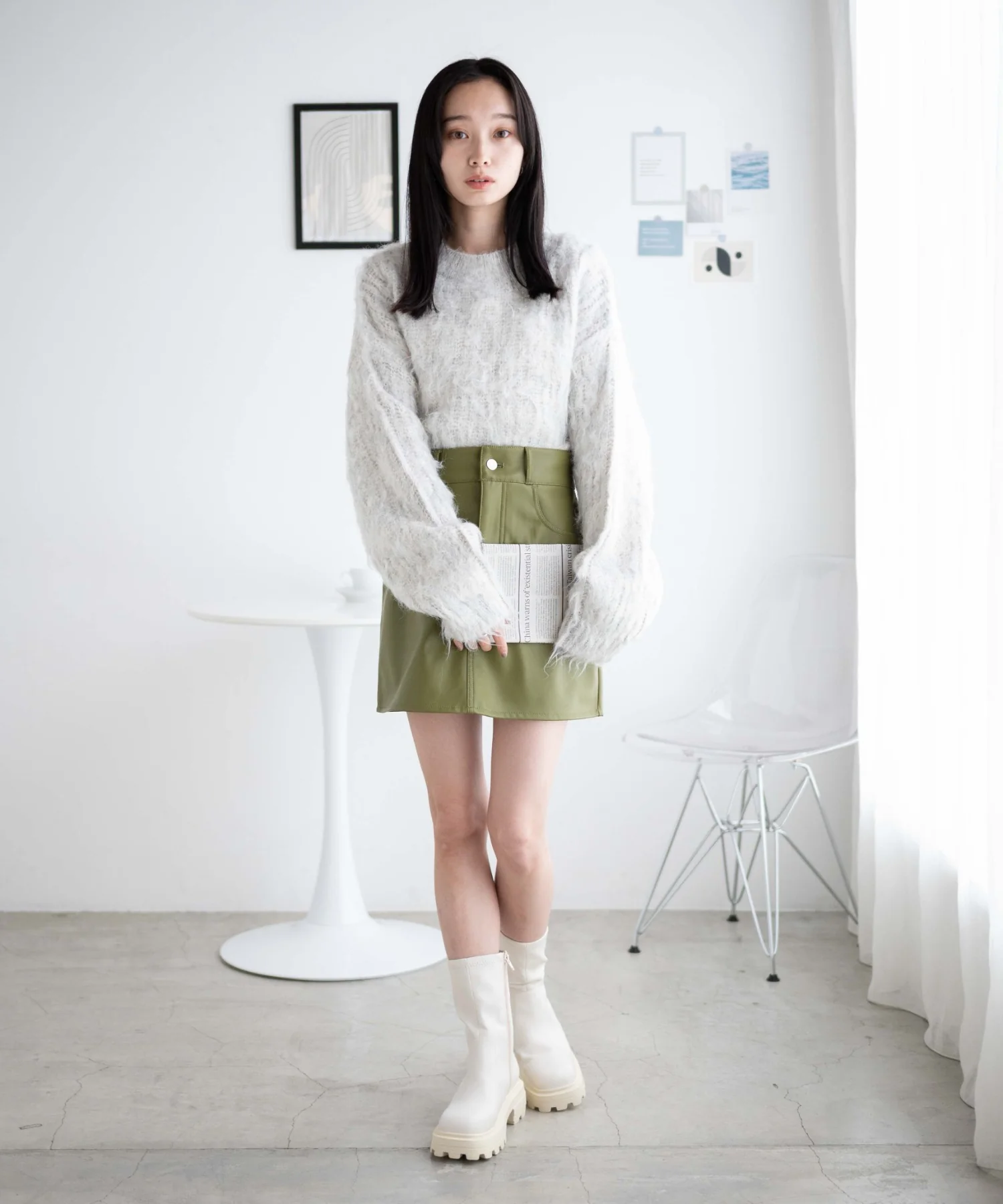合皮台形ミニスカート - Image 4