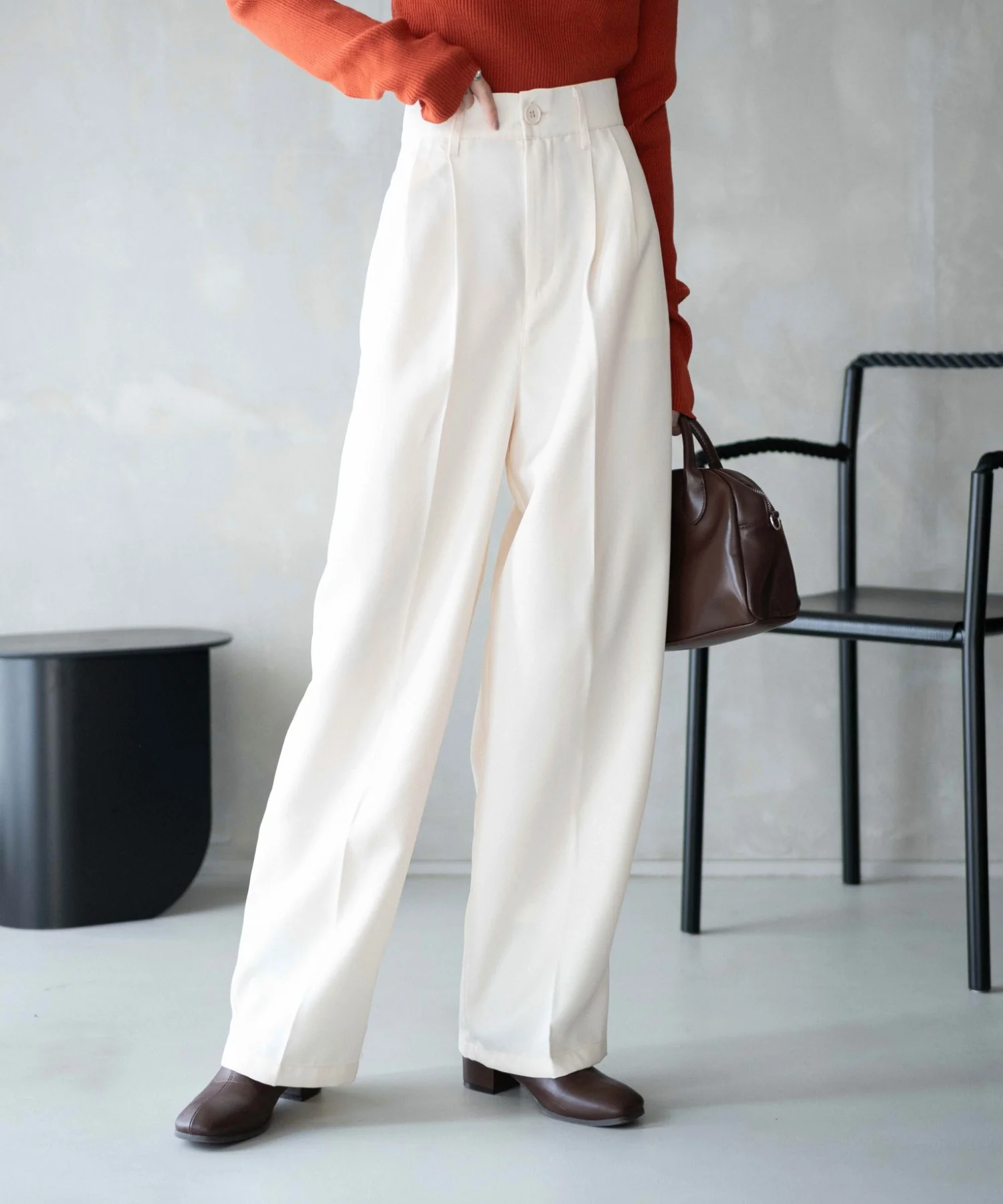 ハイウエストセンタープレスワイドパンツ - Image 3