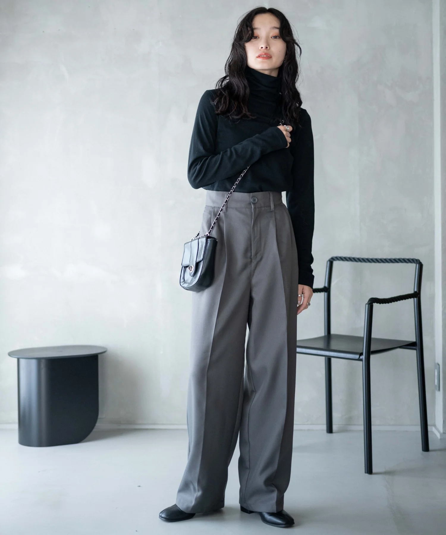 ハイウエストセンタープレスワイドパンツ - Image 9