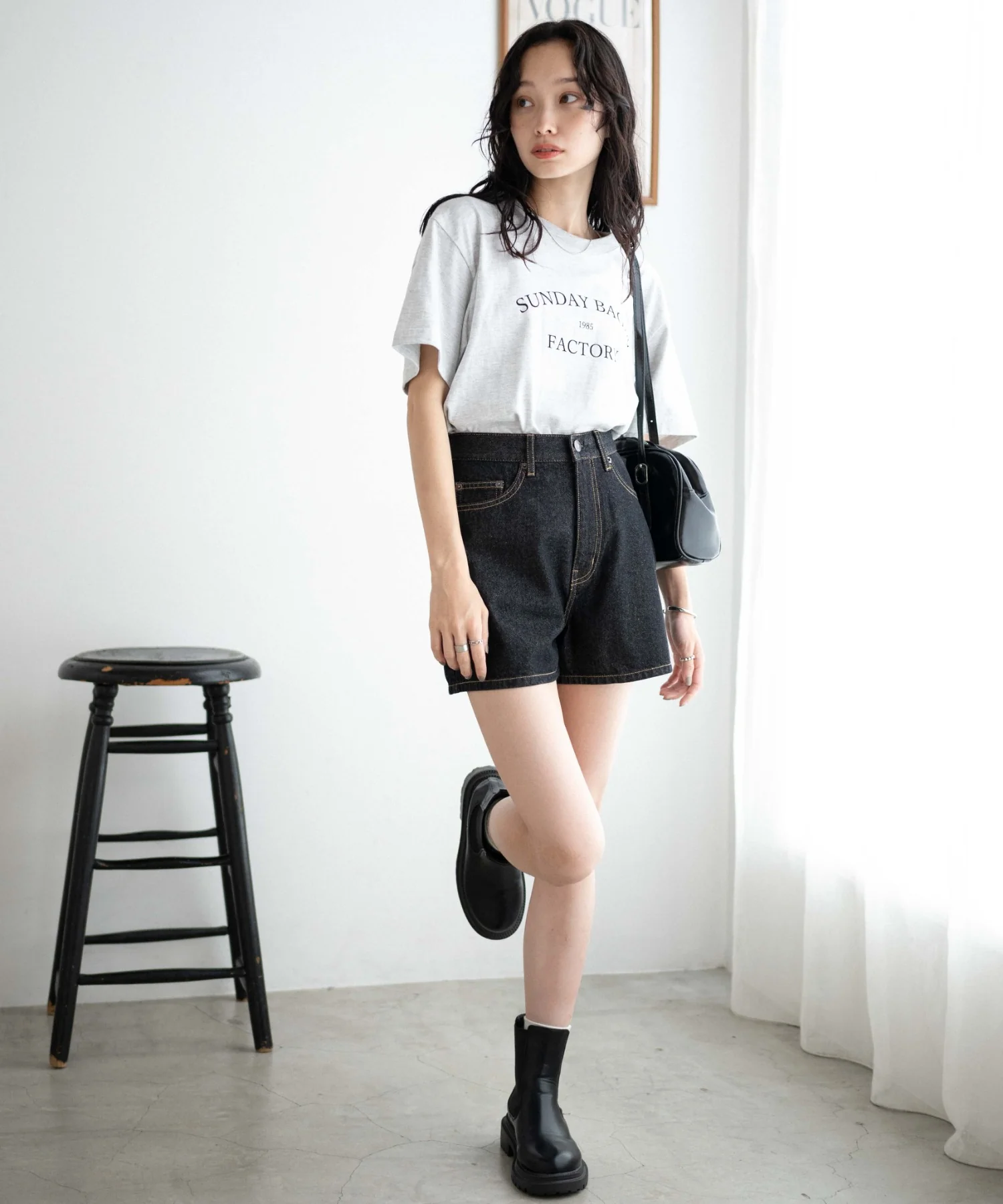 デニム台形ショートパンツ - Image 5