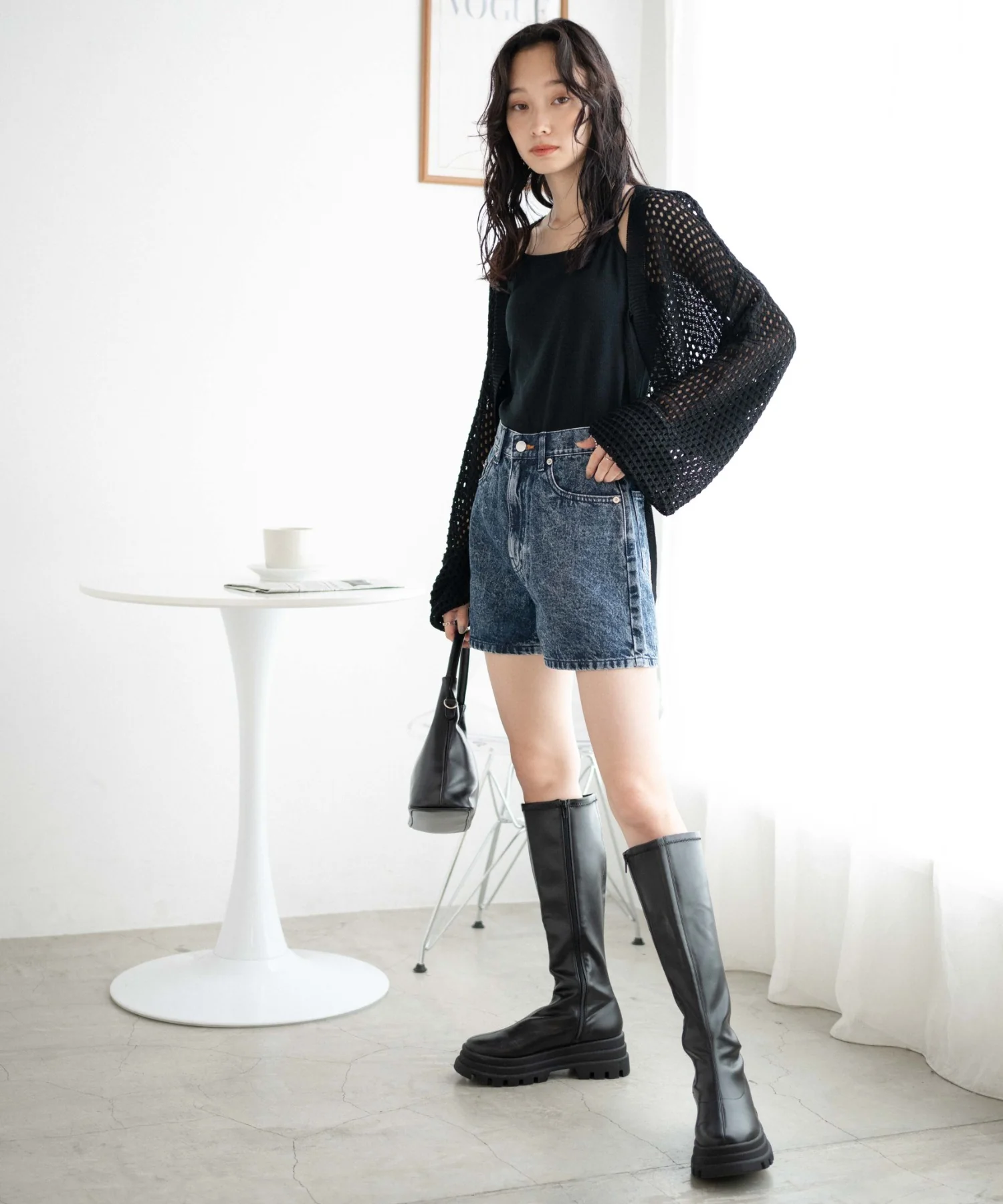 デニム台形ショートパンツ - Image 6