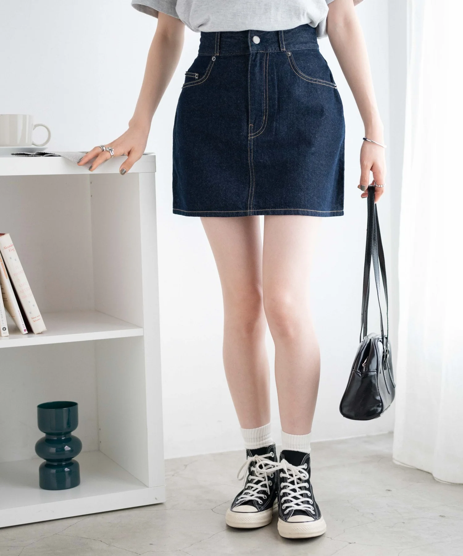 デニム台形ミニスカート - Image 12