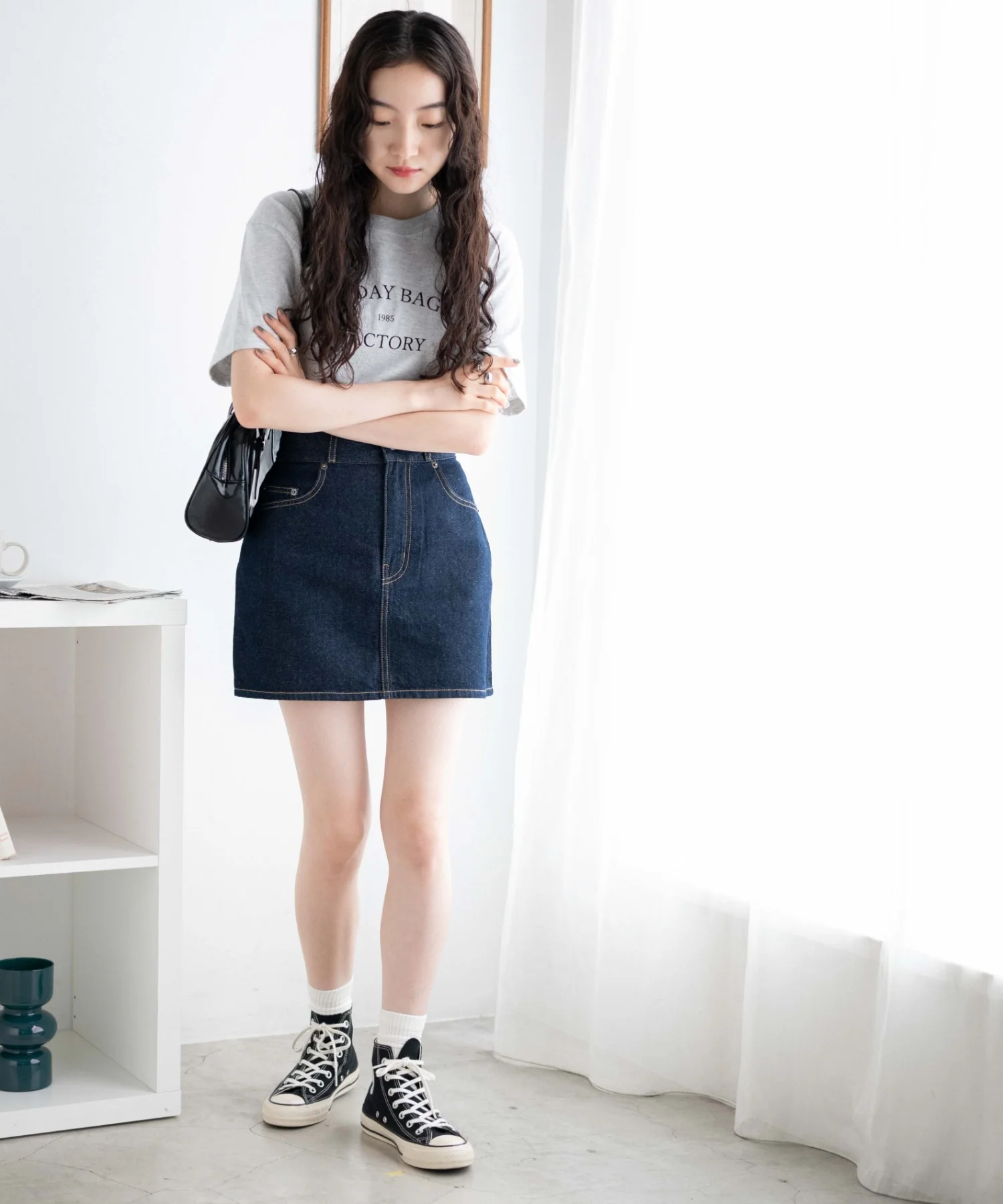 デニム台形ミニスカート - Image 4