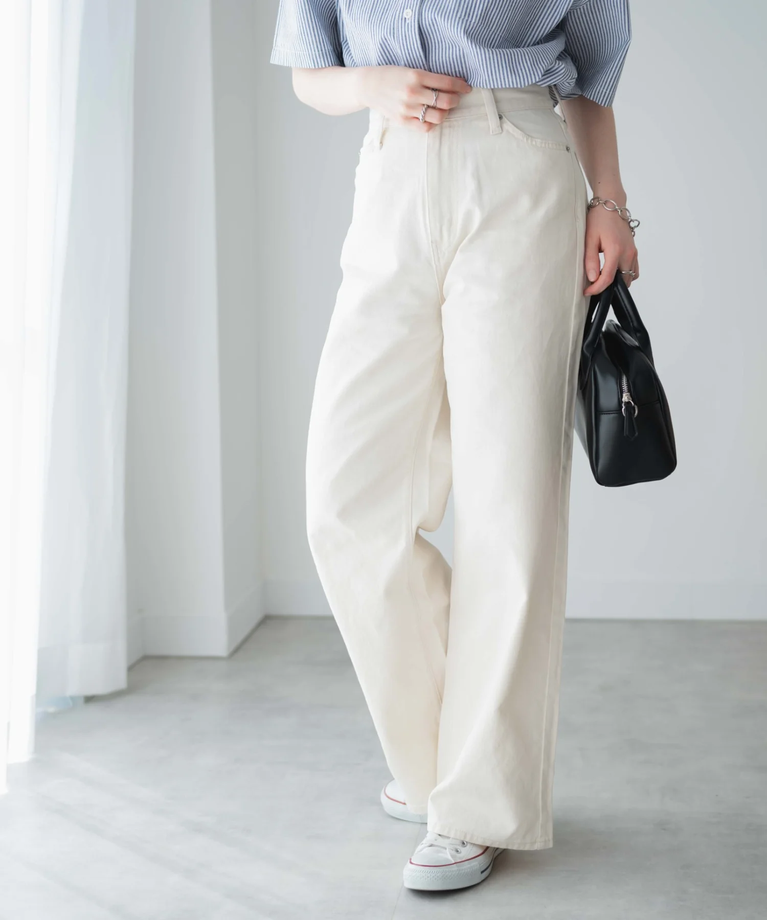 カラーウエストフィットワイドストレートパンツ - Image 14