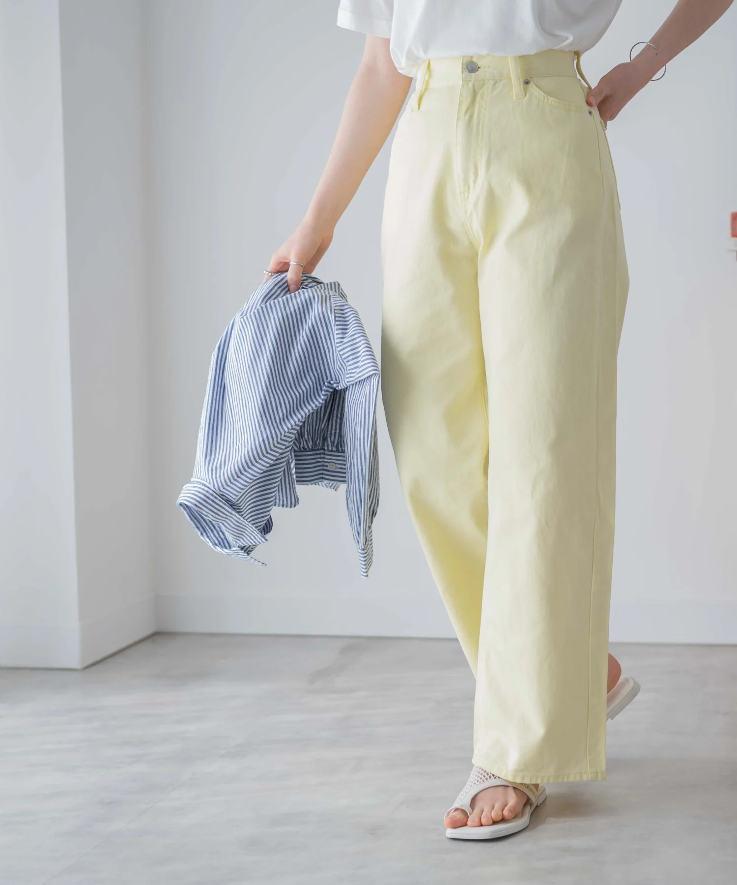 カラーウエストフィットワイドストレートパンツ - Image 17