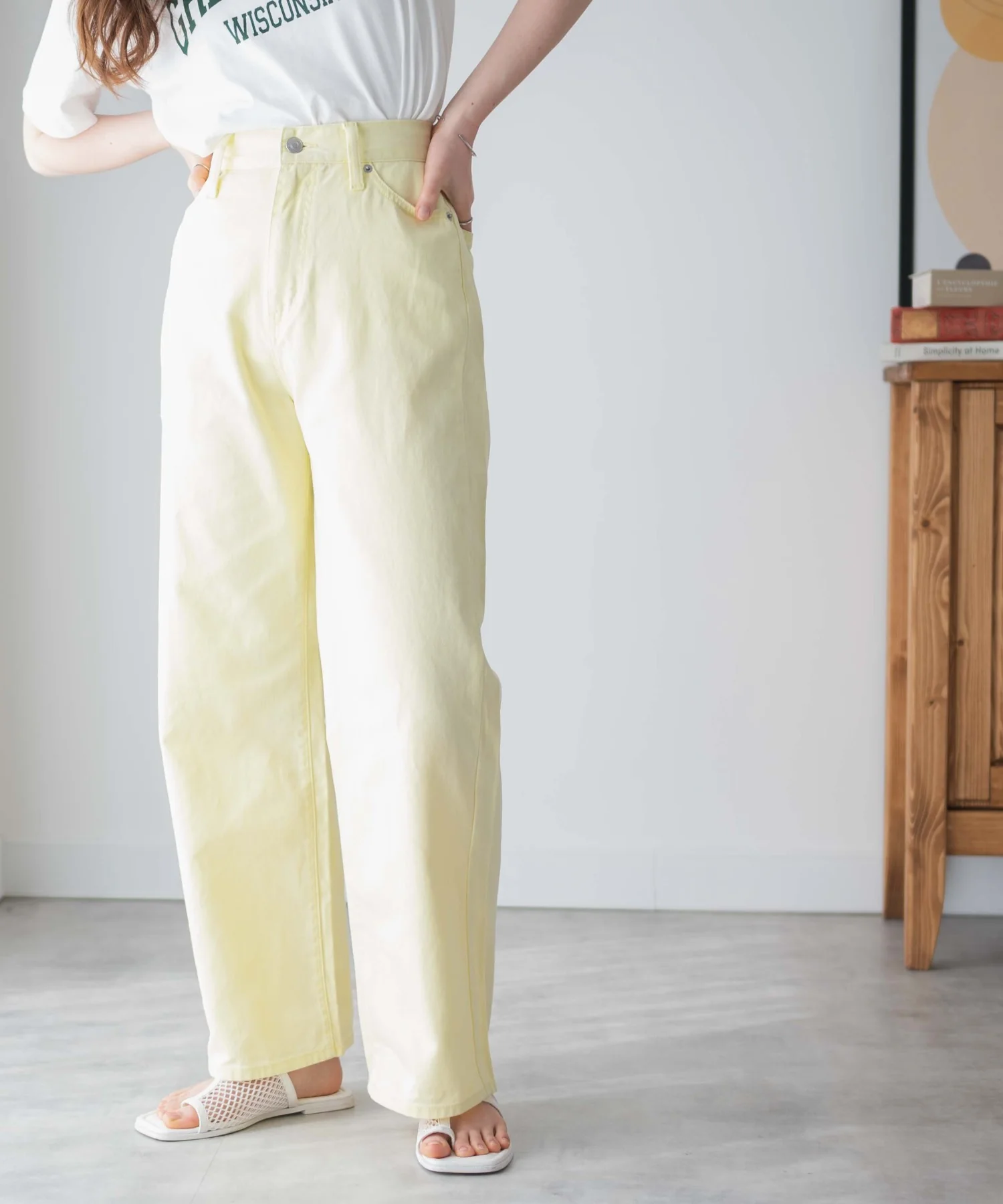 カラーウエストフィットワイドストレートパンツ - Image 2