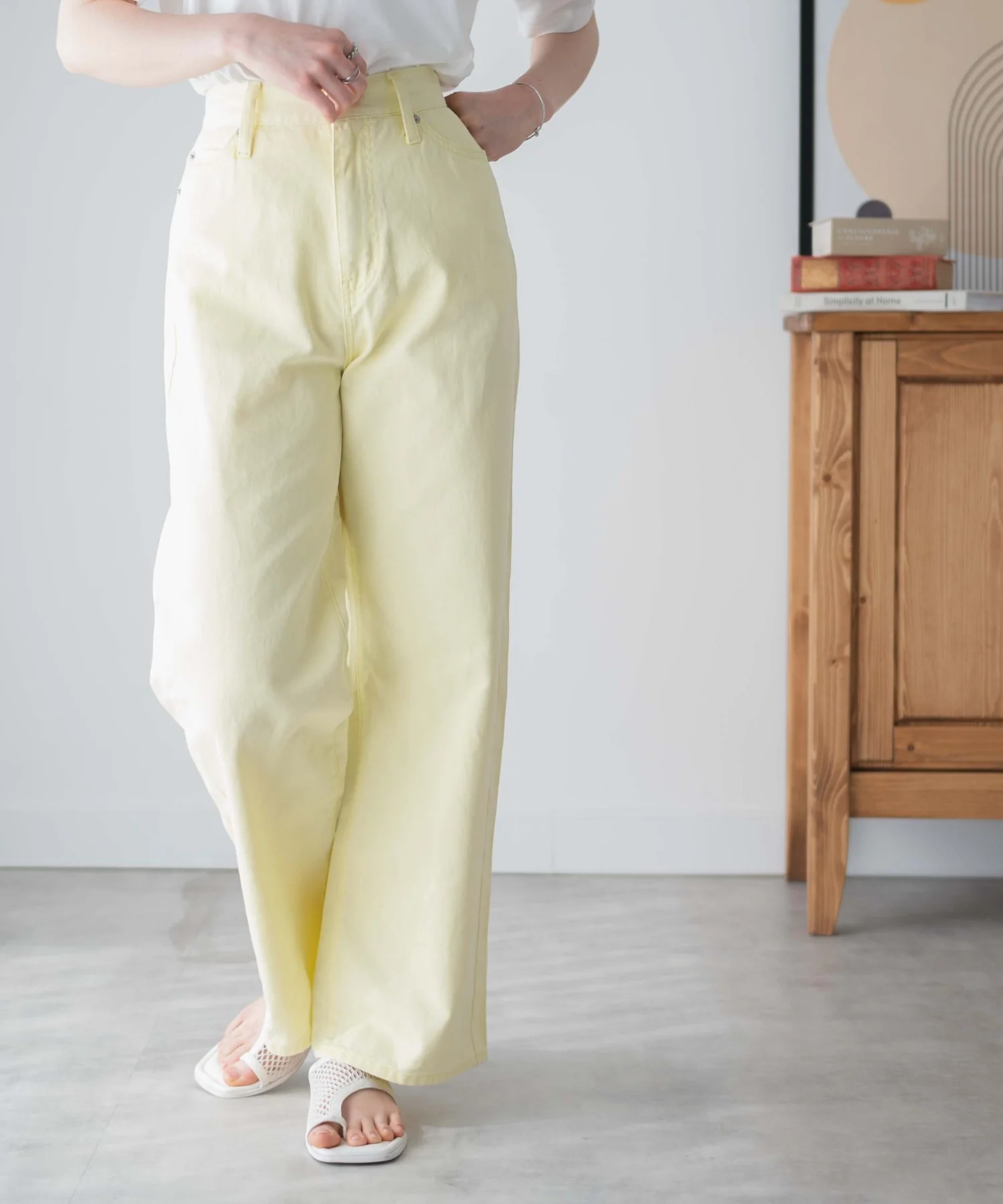 カラーウエストフィットワイドストレートパンツ - Image 20