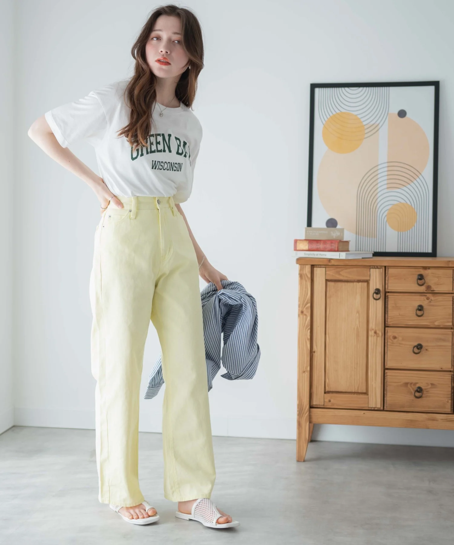 カラーウエストフィットワイドストレートパンツ - Image 21