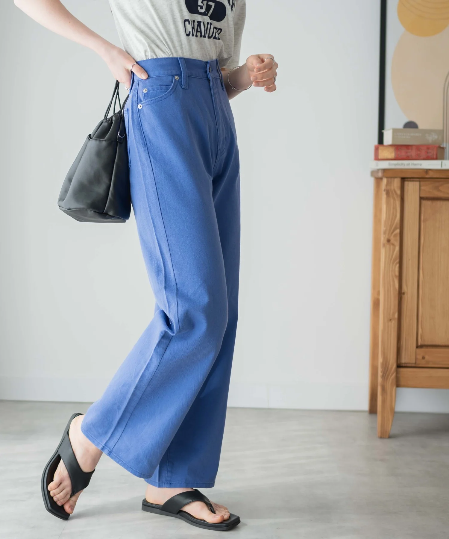 カラーウエストフィットワイドストレートパンツ - Image 24