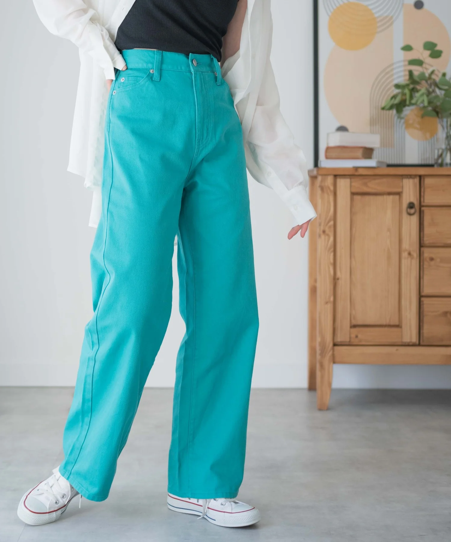 カラーウエストフィットワイドストレートパンツ - Image 27