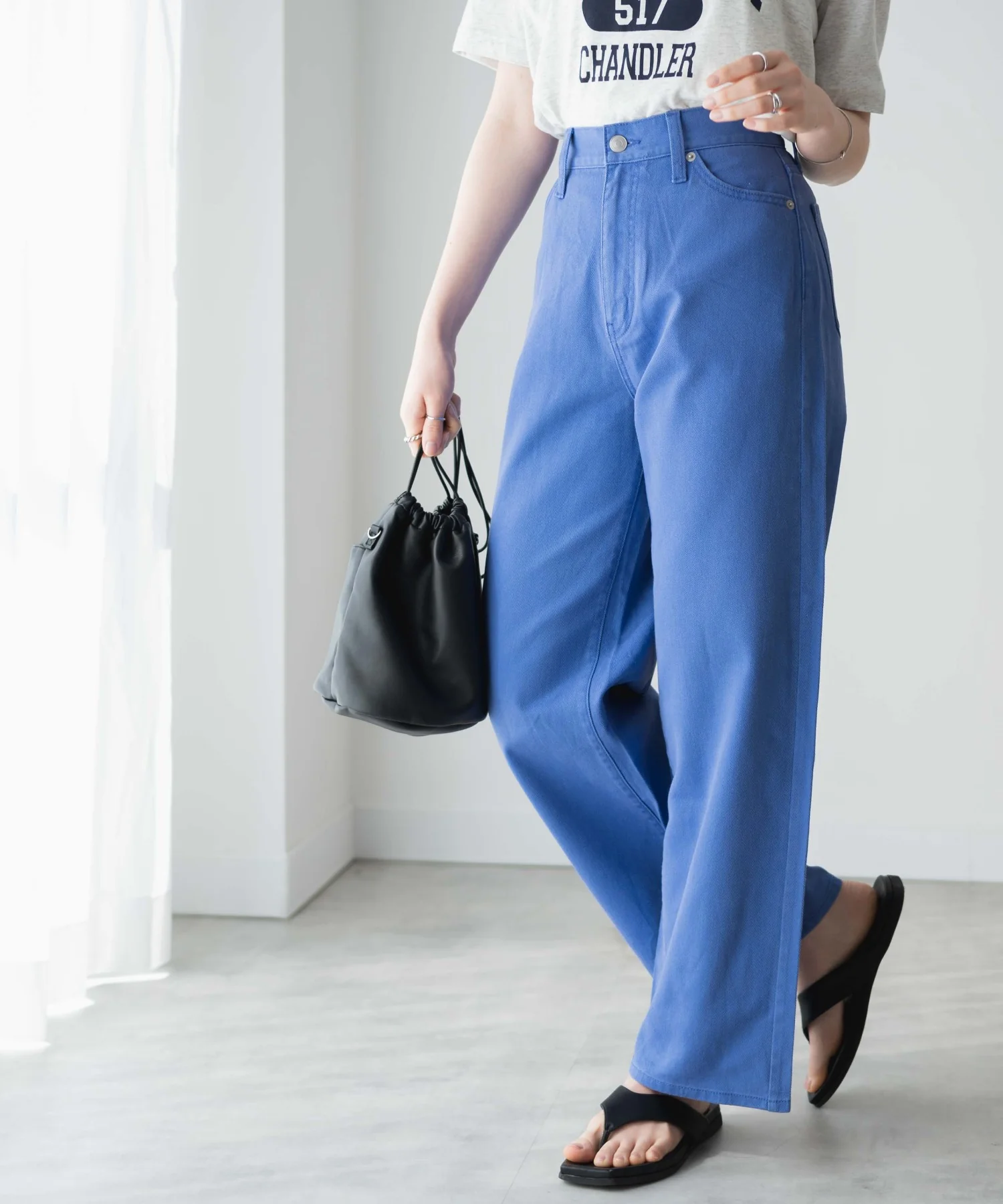 カラーウエストフィットワイドストレートパンツ - Image 3