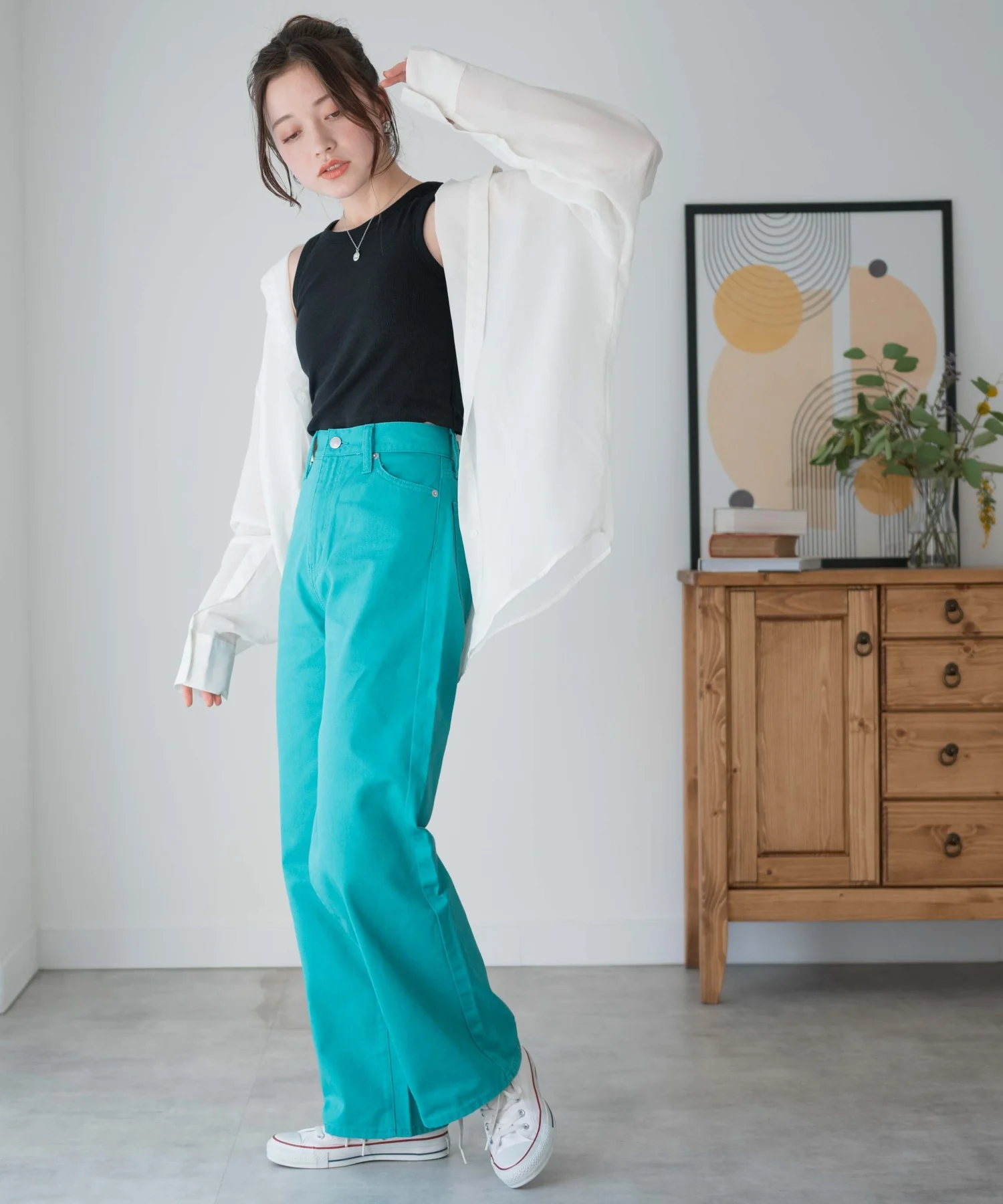カラーウエストフィットワイドストレートパンツ - Image 31
