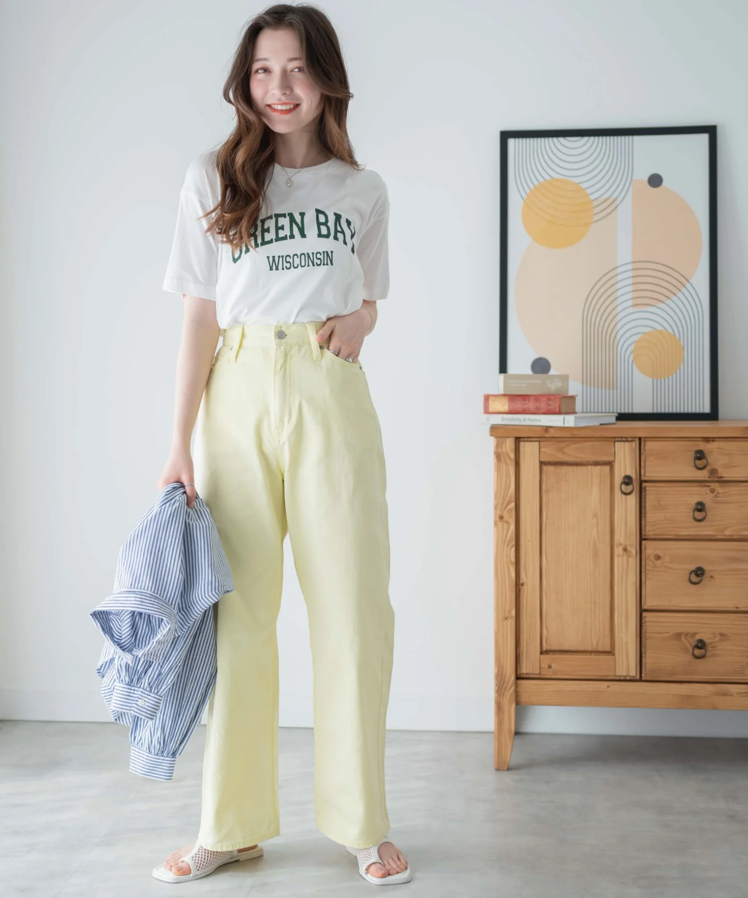 カラーウエストフィットワイドストレートパンツ - Image 6