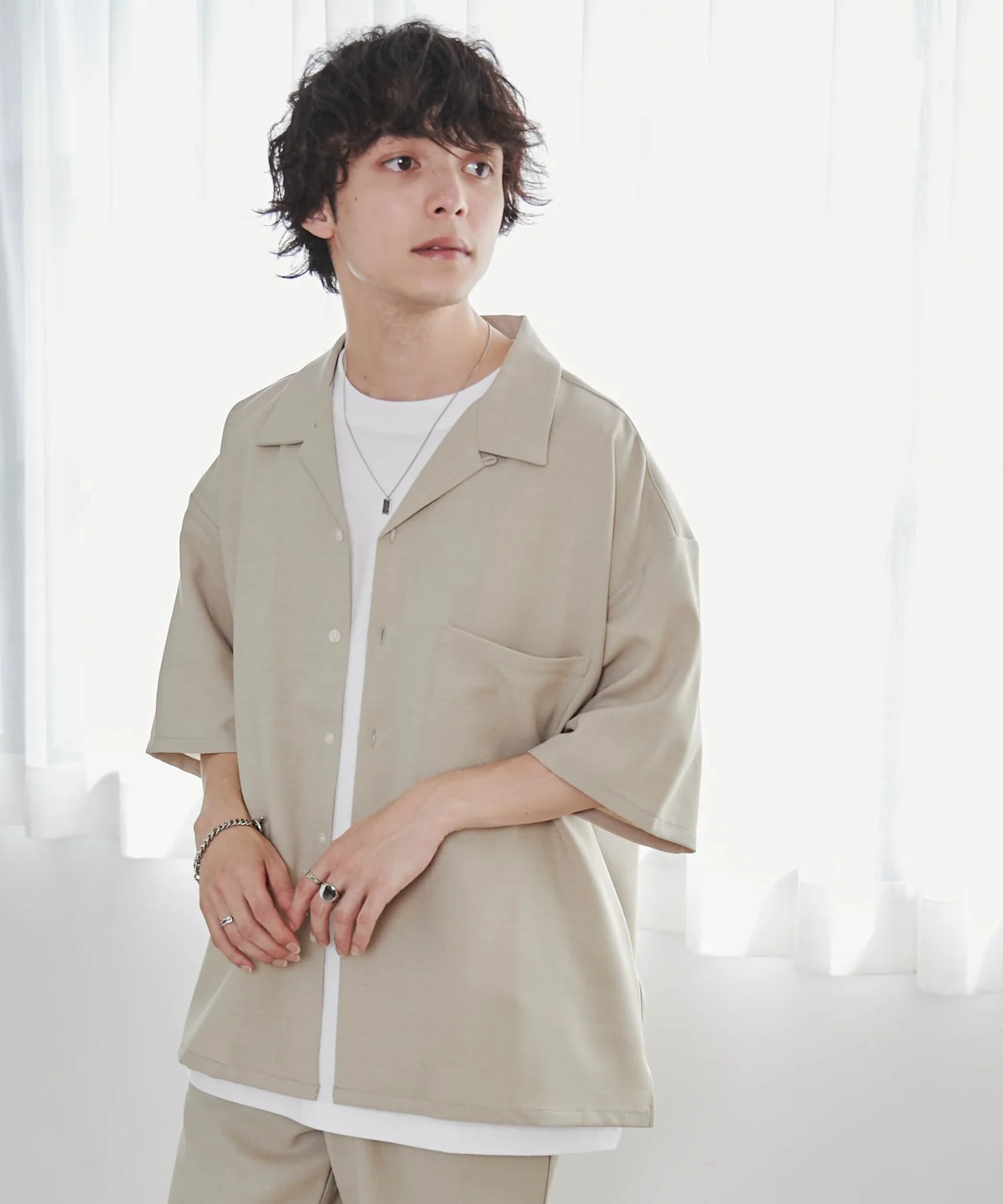 リネンライクオープンカラーBIGシャツ - Image 9