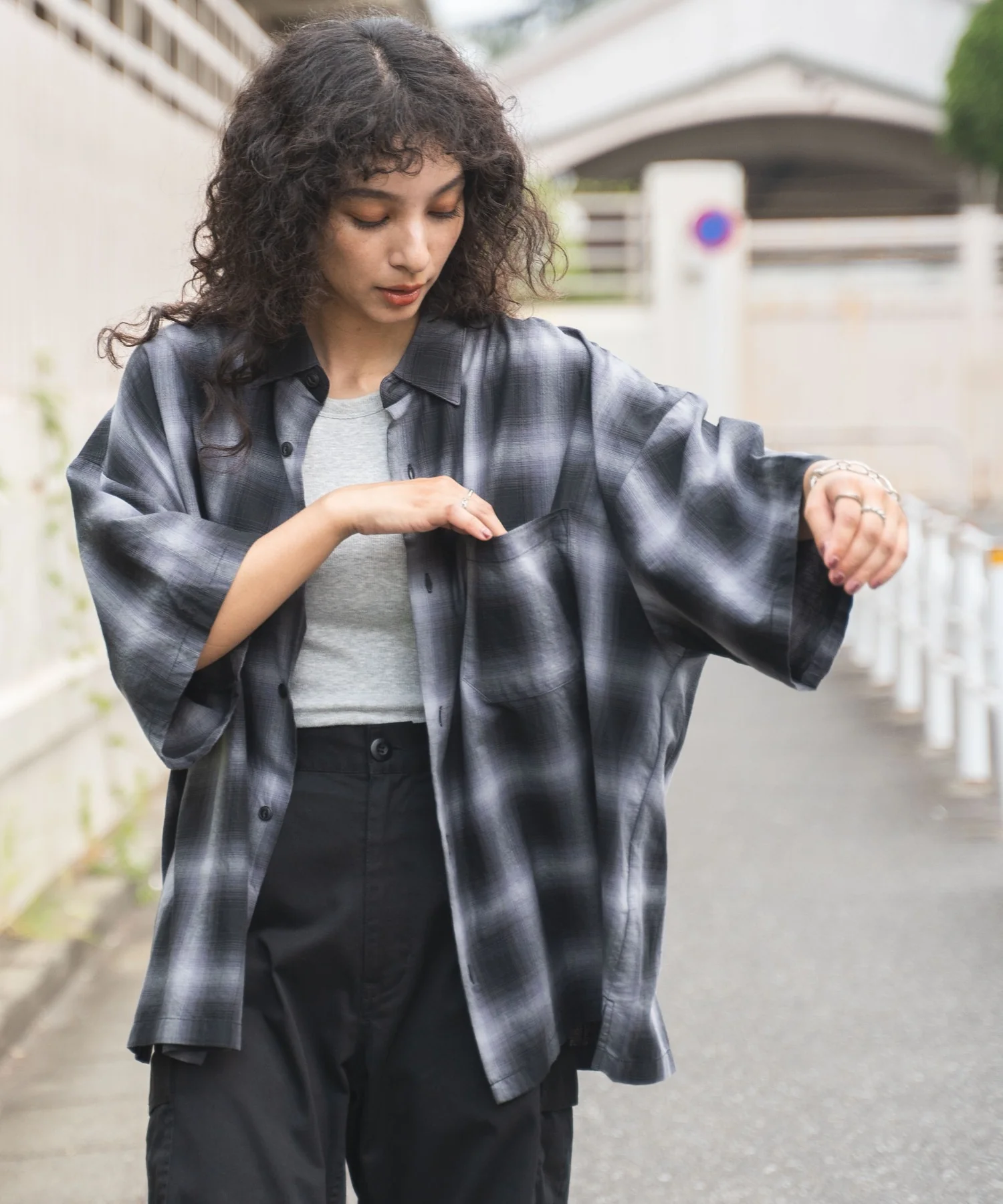 オンブレチェックBIGシャツ - Image 2