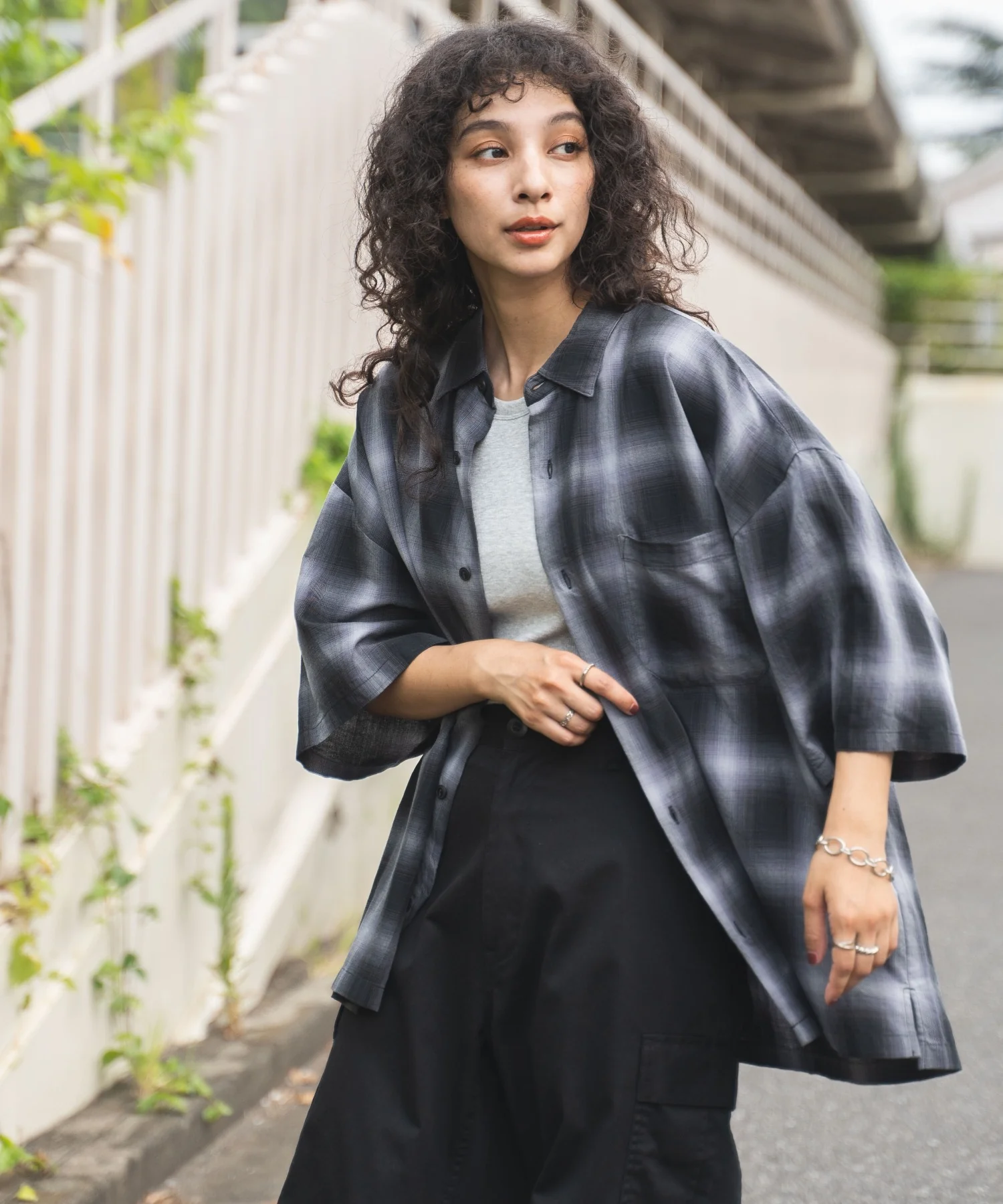 オンブレチェックBIGシャツ - Image 23