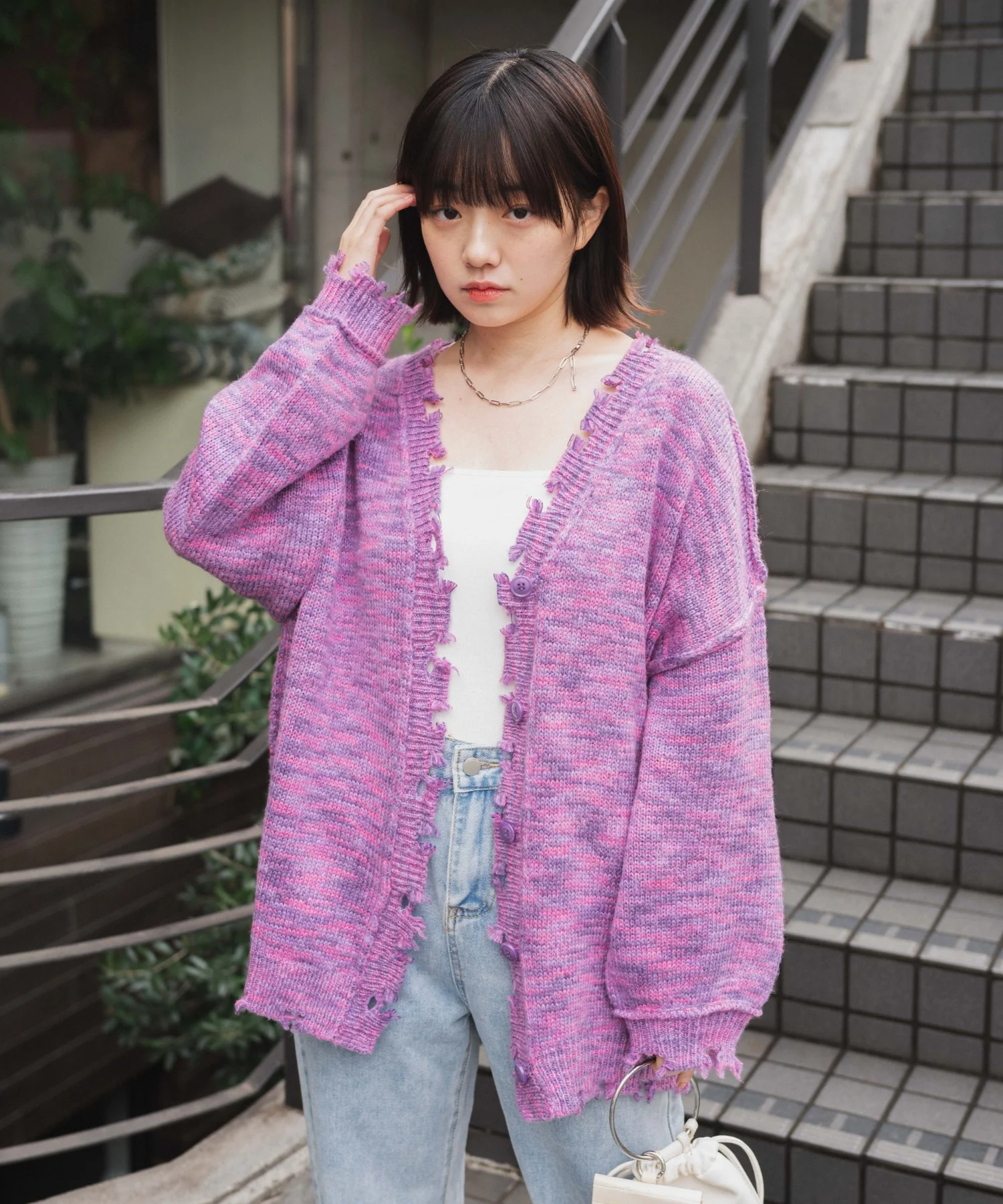 ダメージミックスカラービッグカーデ - Image 15
