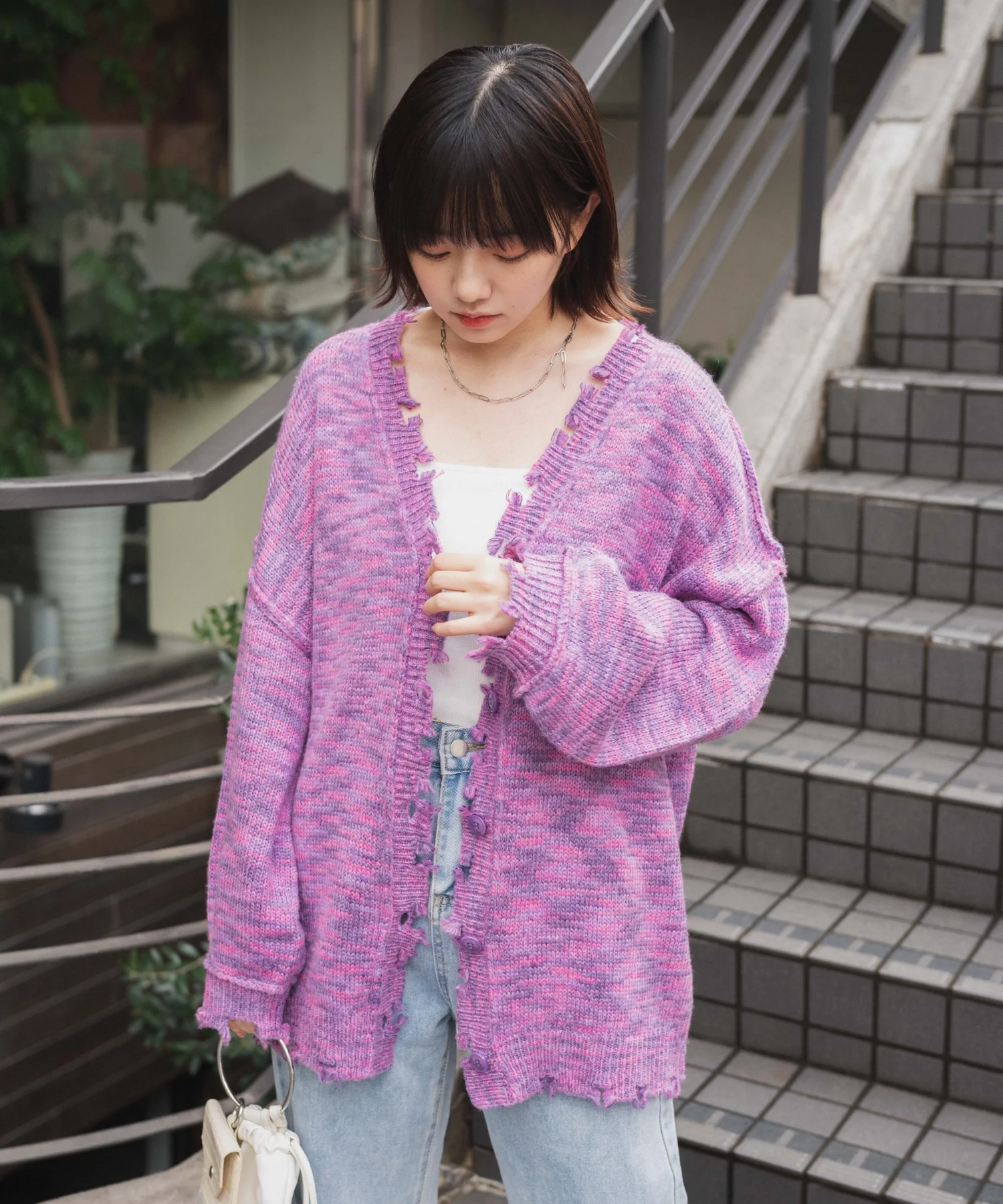 ダメージミックスカラービッグカーデ - Image 16