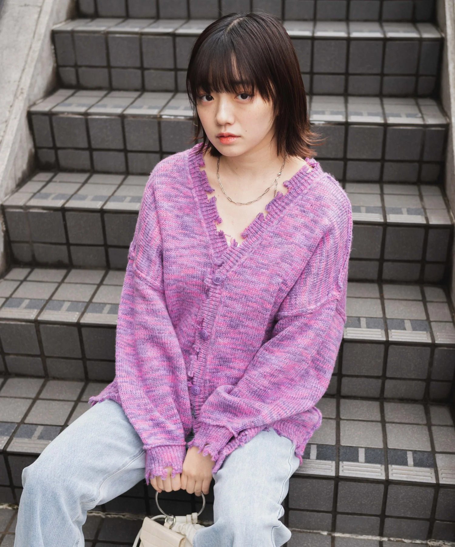 ダメージミックスカラービッグカーデ - Image 19