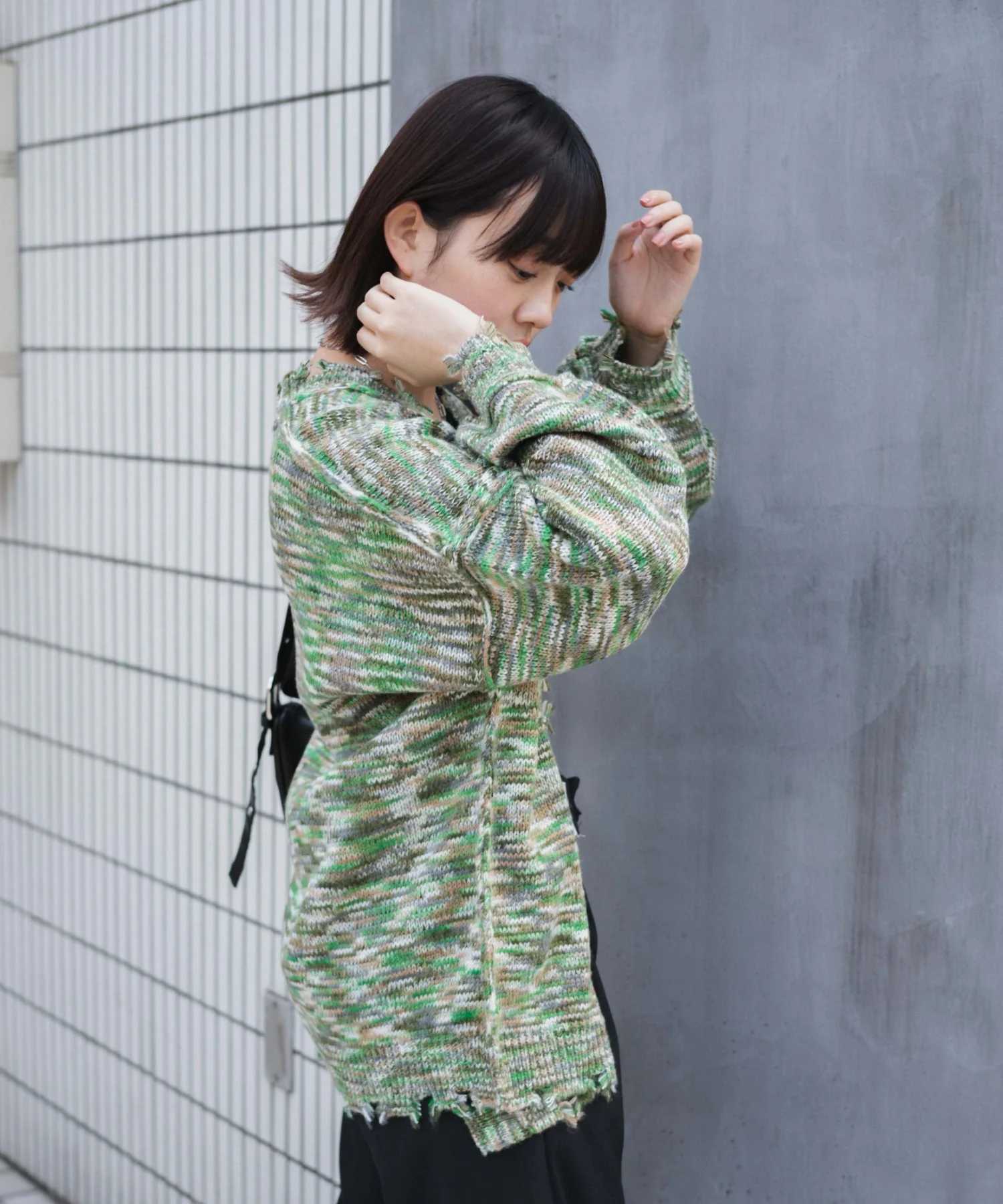 ダメージミックスカラービッグカーデ - Image 6