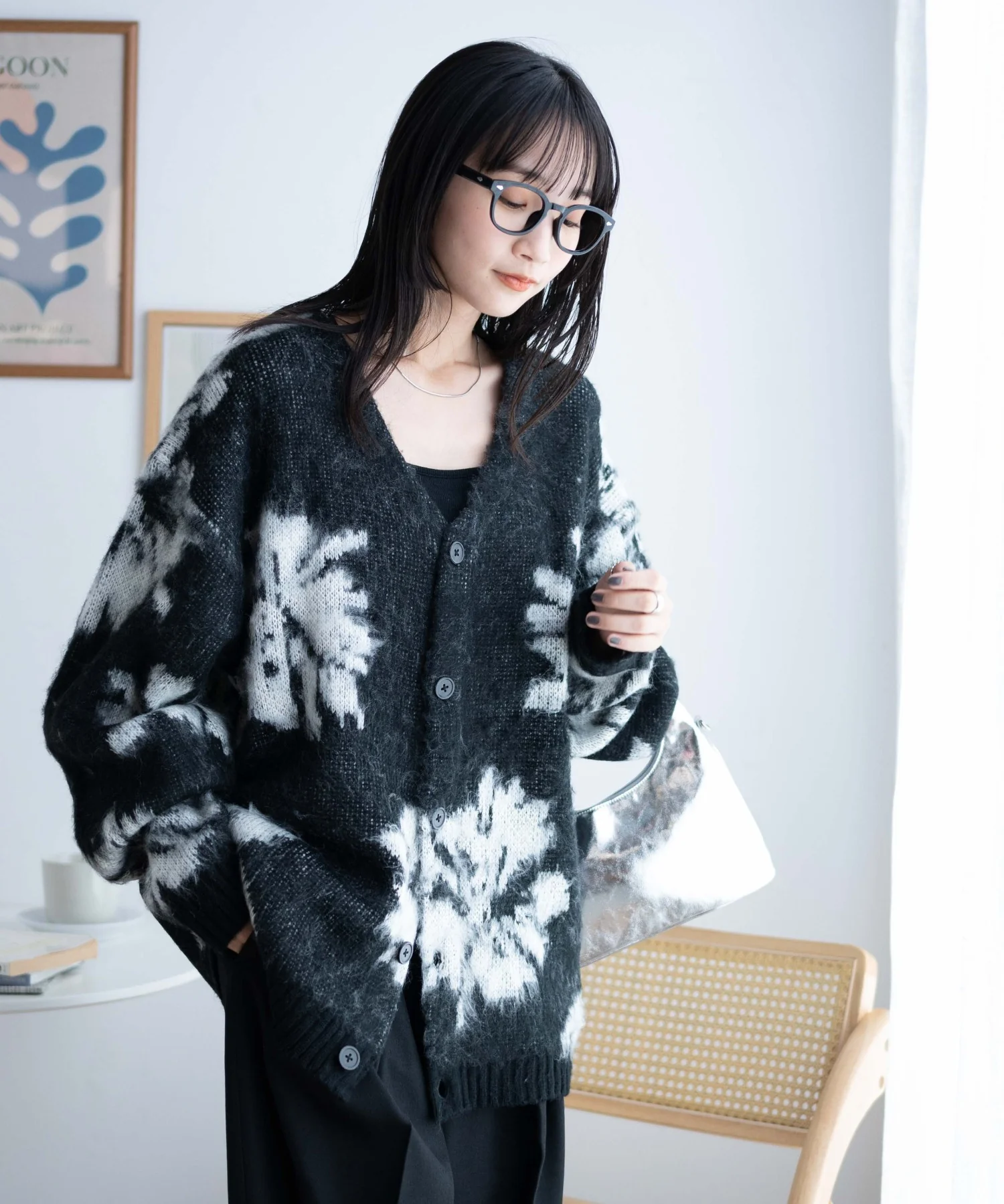 モヘアライク総柄BIGカーディガン - Image 4