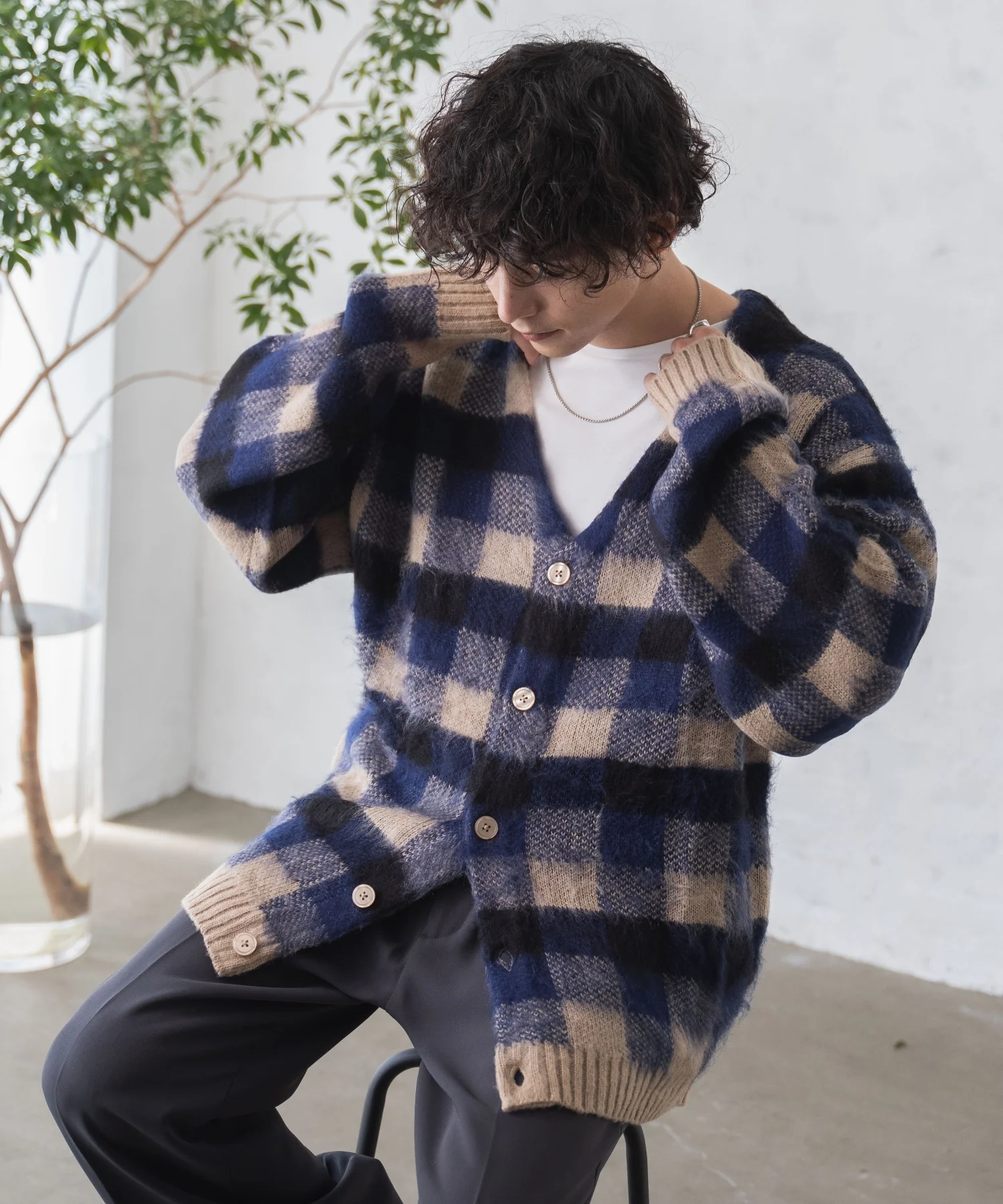 モヘアライク総柄BIGカーディガン - Image 8
