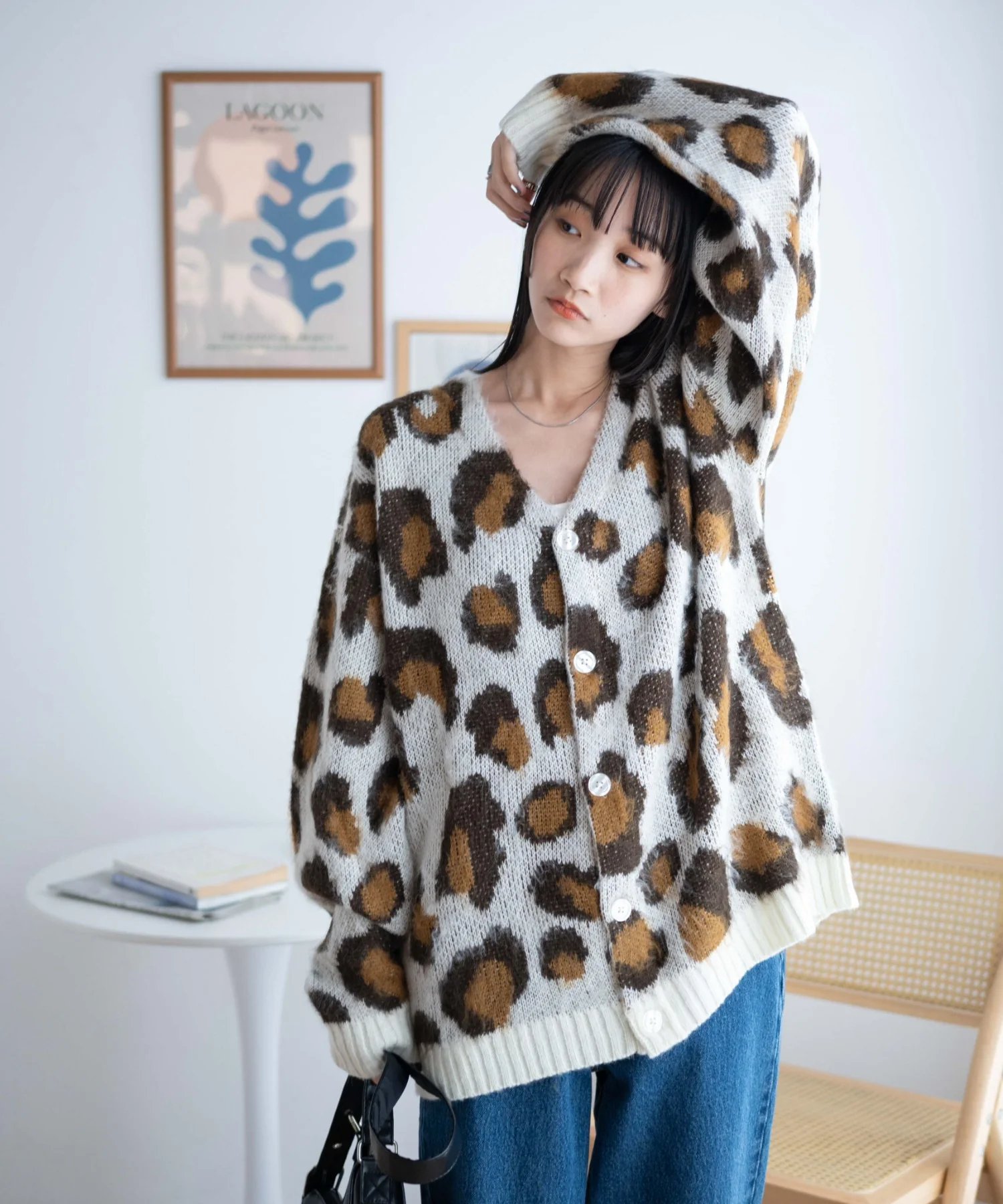 モヘアライク総柄BIGカーディガン - Image 9