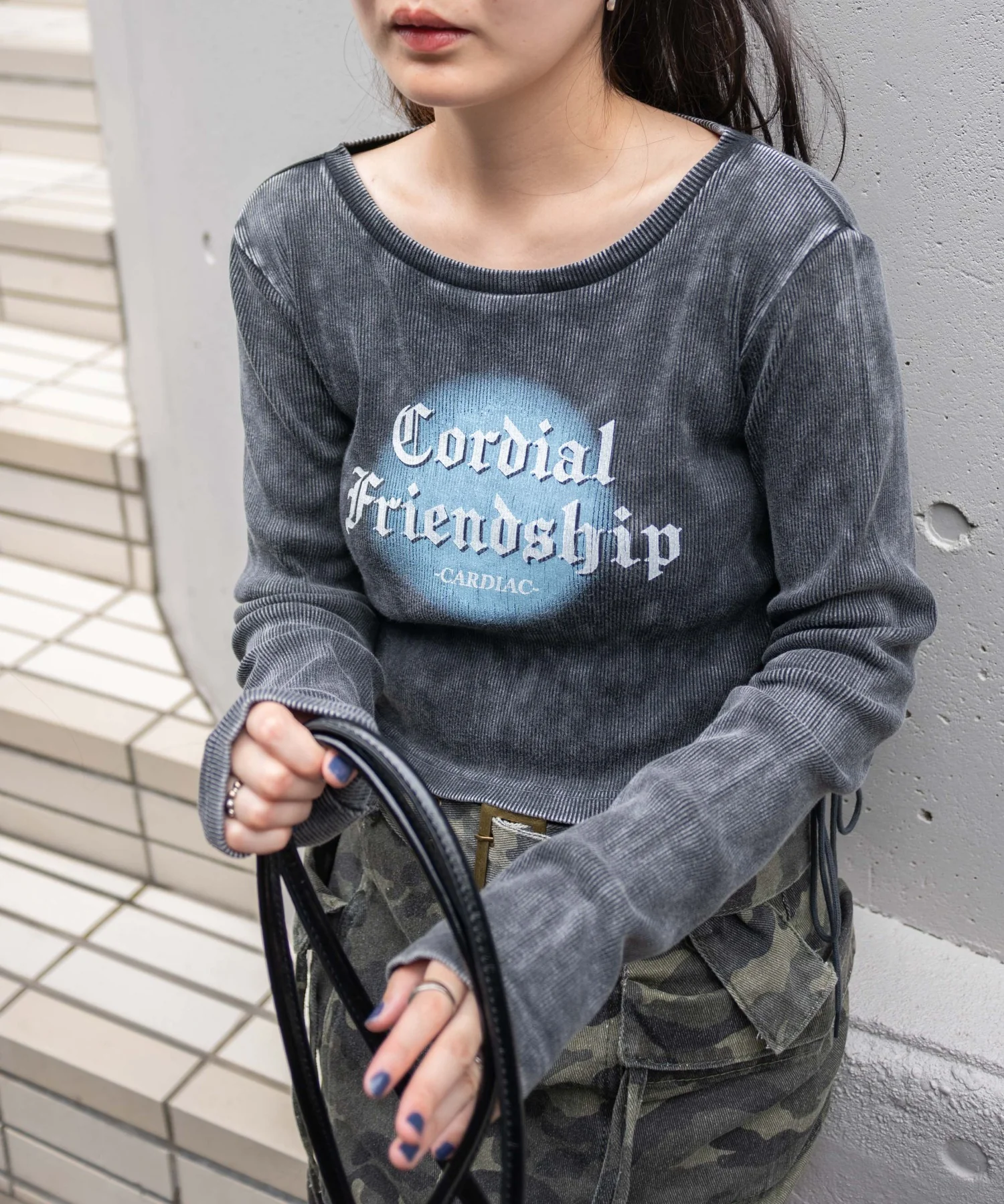 ヴィンテージウォッシュレースアップロンT - Image 5