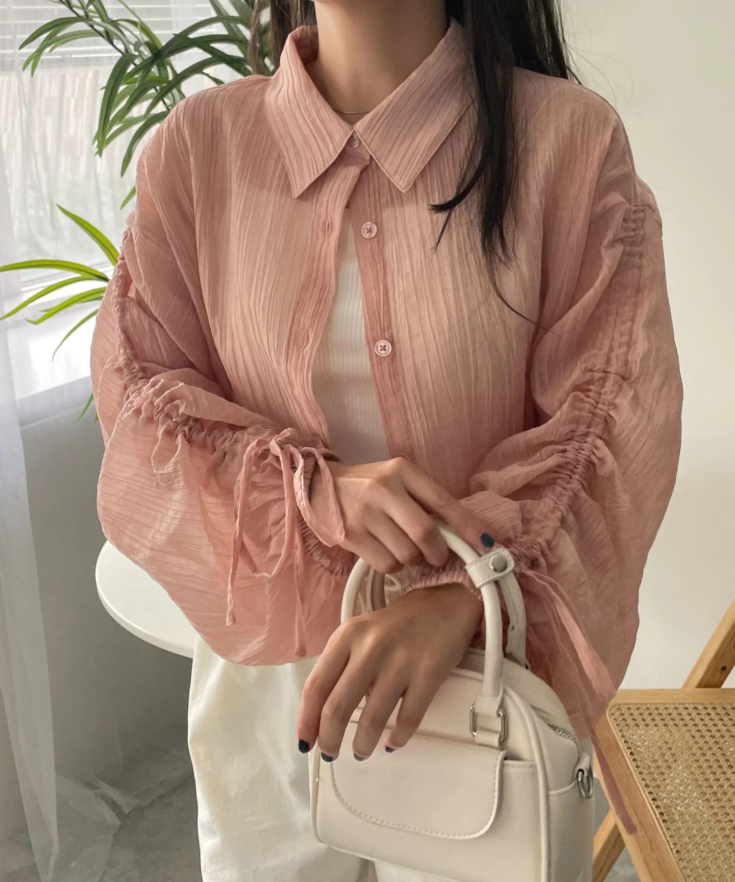 楊柳シアードロストショートシャツ - Image 5