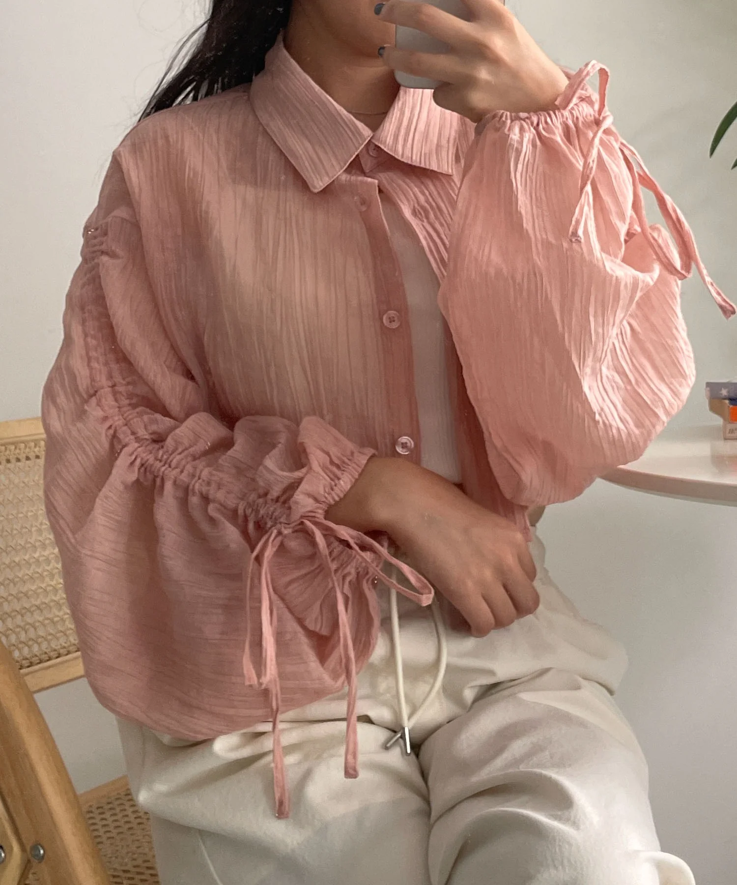 楊柳シアードロストショートシャツ - Image 8