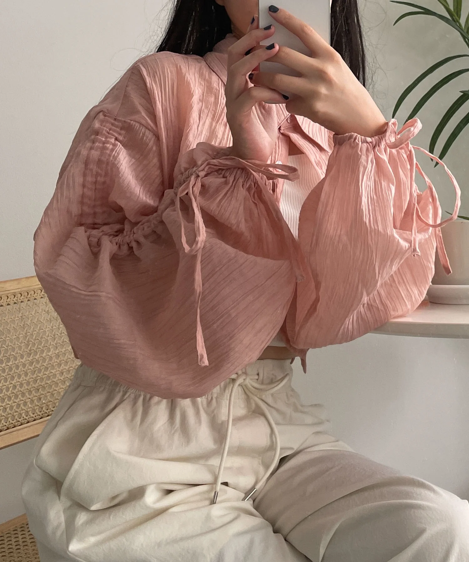 楊柳シアードロストショートシャツ - Image 9
