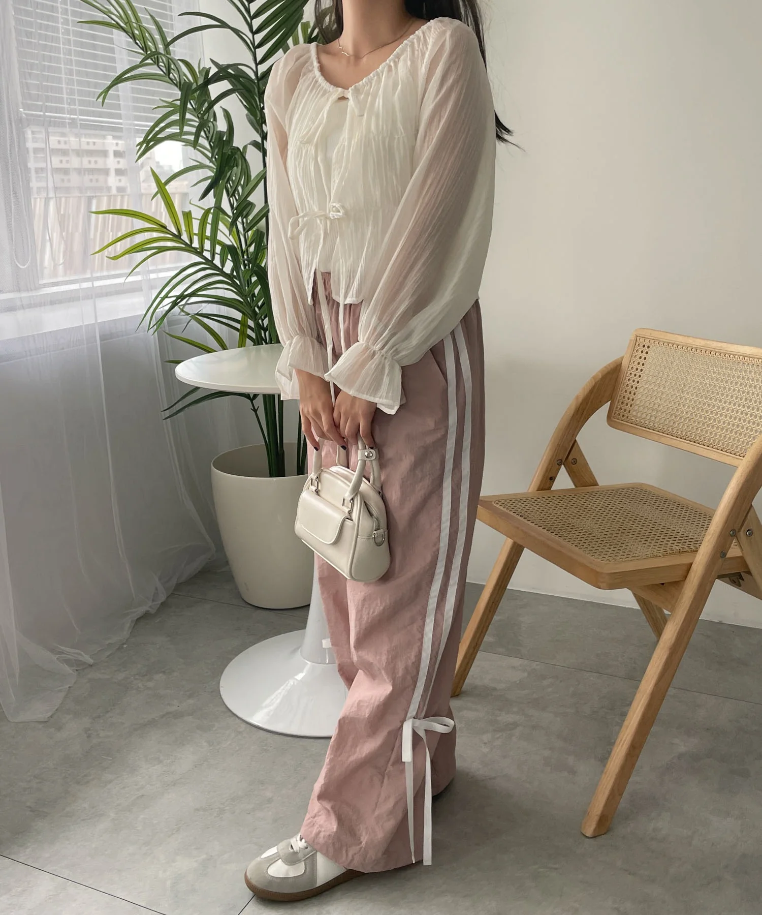 マルチWAY楊柳シアーシャーリングリボンブラウス - Image 11