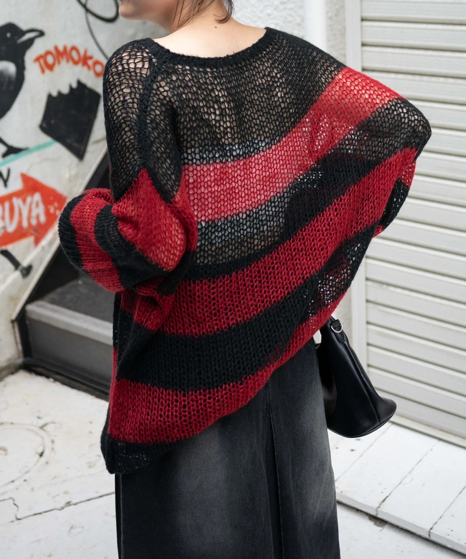 ボーダーモヘアタッチメッシュニットプルオーバー - Image 10