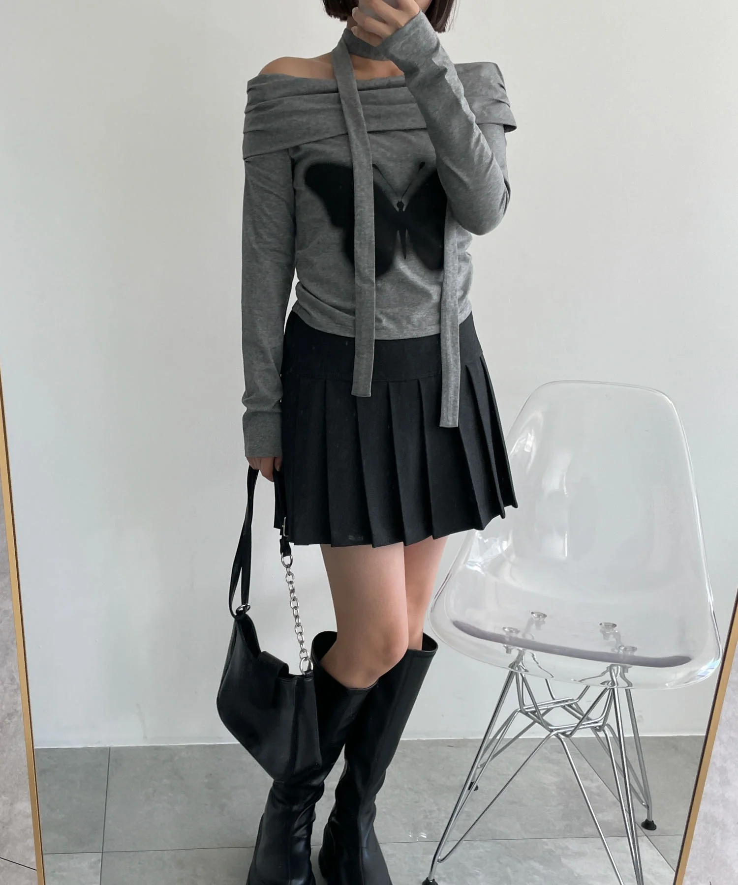 ストール付きバタフライオフショルトップス - Image 10