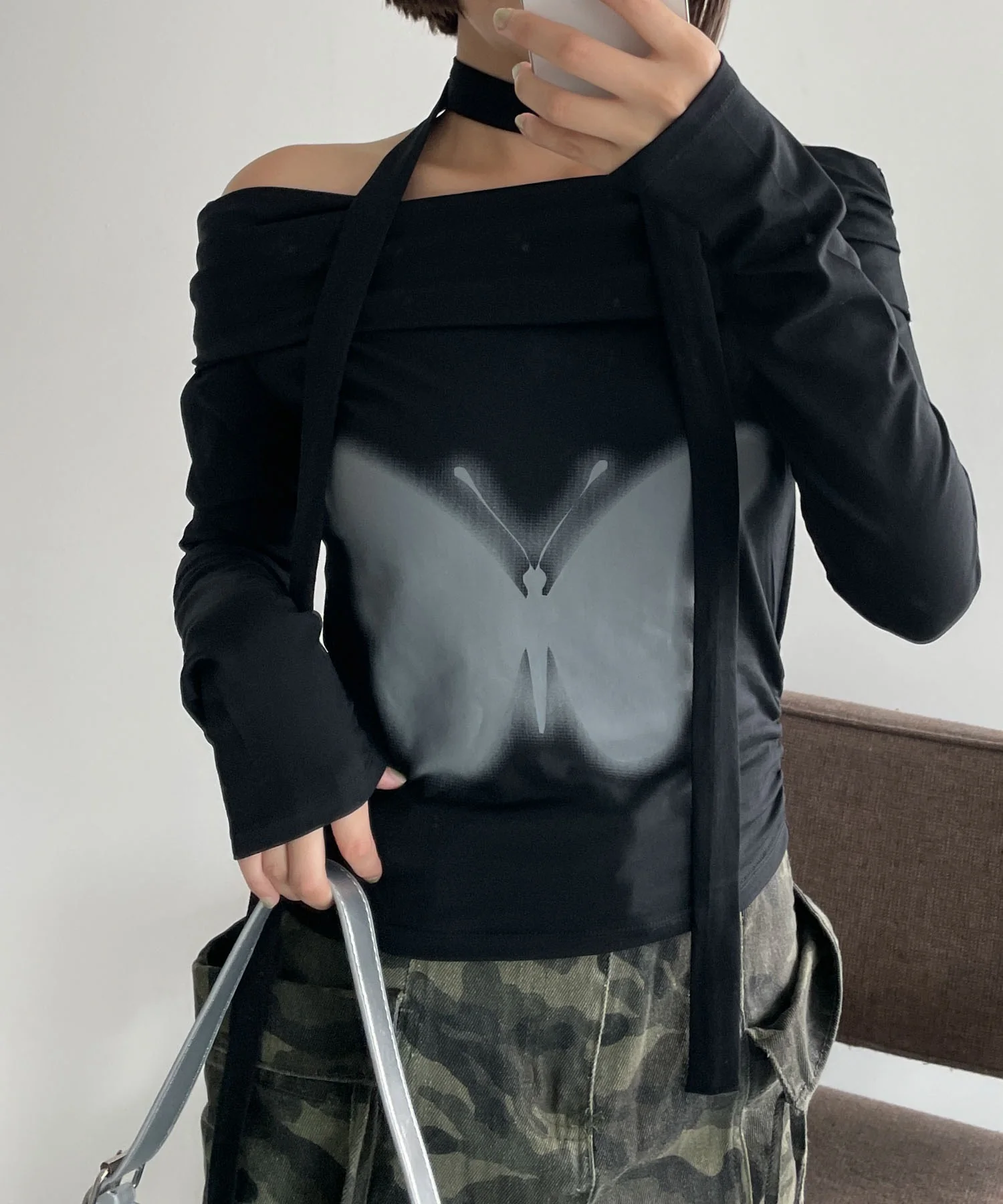 ストール付きバタフライオフショルトップス - Image 13