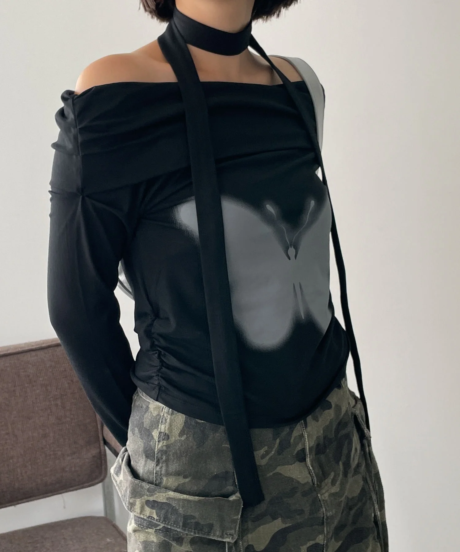 ストール付きバタフライオフショルトップス - Image 14