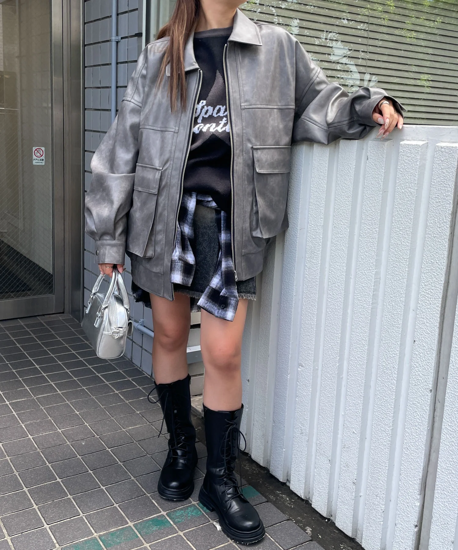 ヴィンテージライク合皮ブルゾン - Image 5