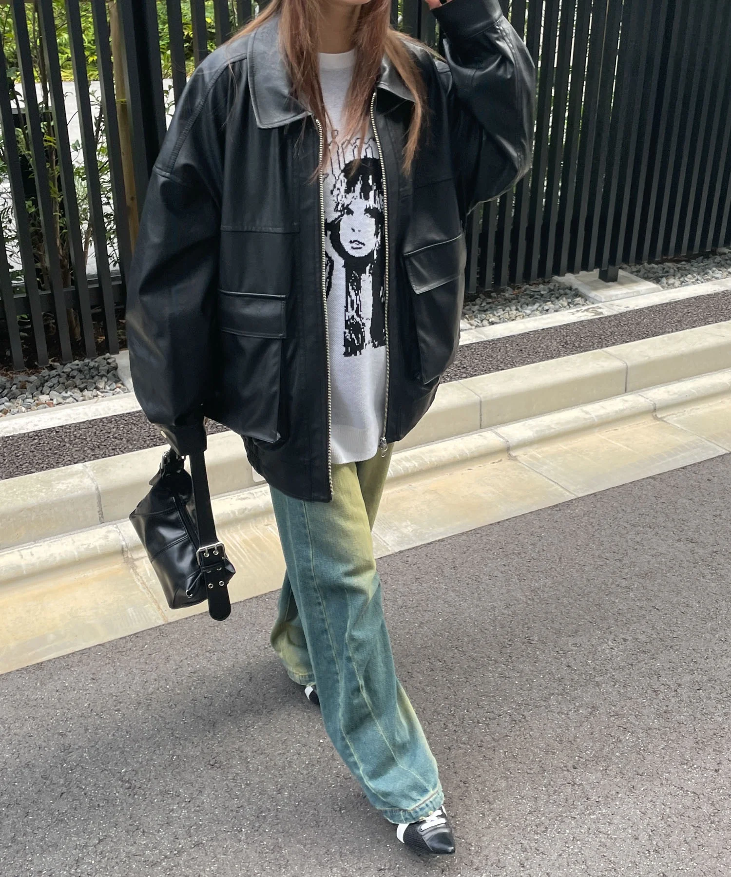 ヴィンテージライク合皮ブルゾン - Image 7