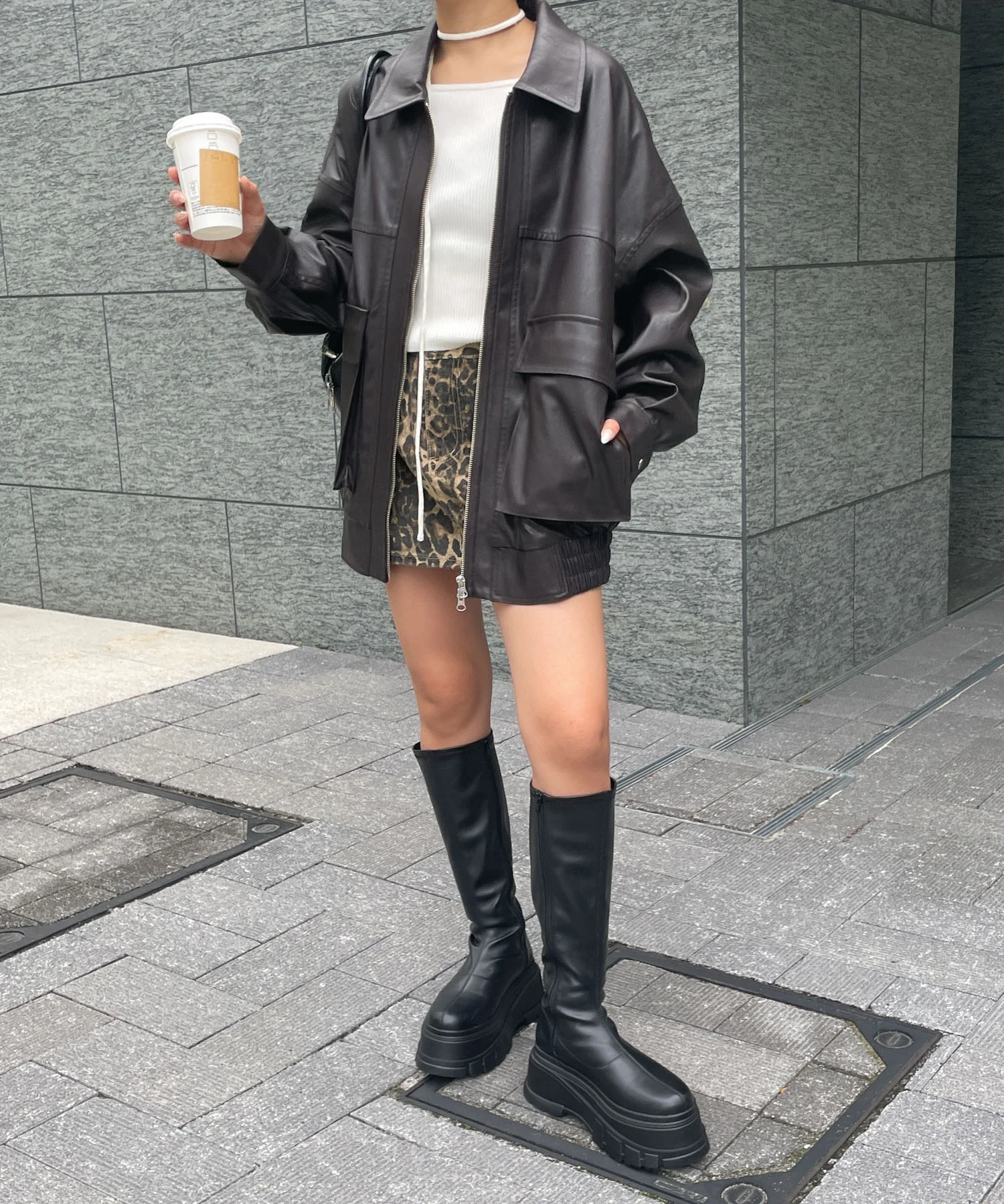 ヴィンテージライク合皮ブルゾン - Image 9
